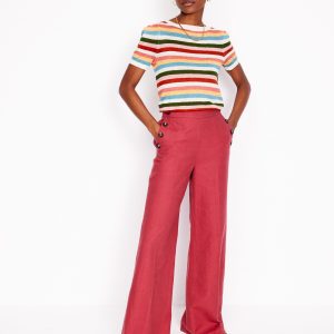 Liv Boat Neck Linen T-Shirt-Soft Multistripe Small