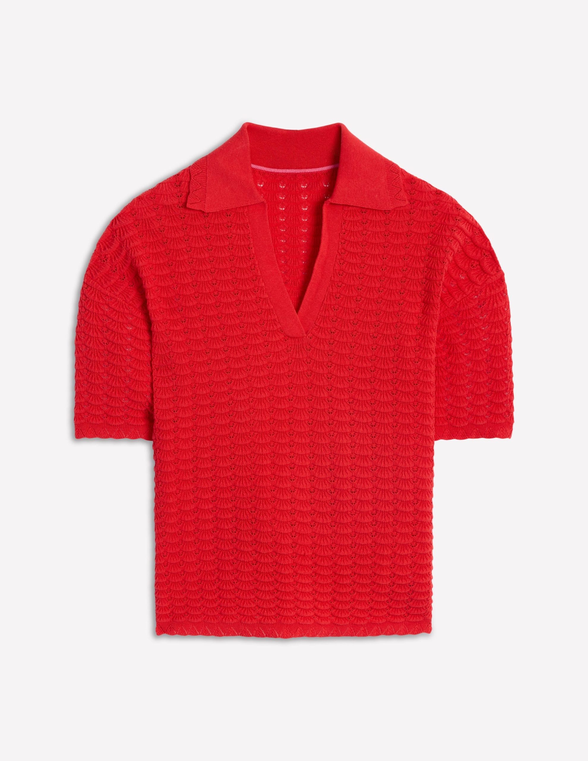 Collared Henley Sweater-Strawberry Tart Red - Image 6