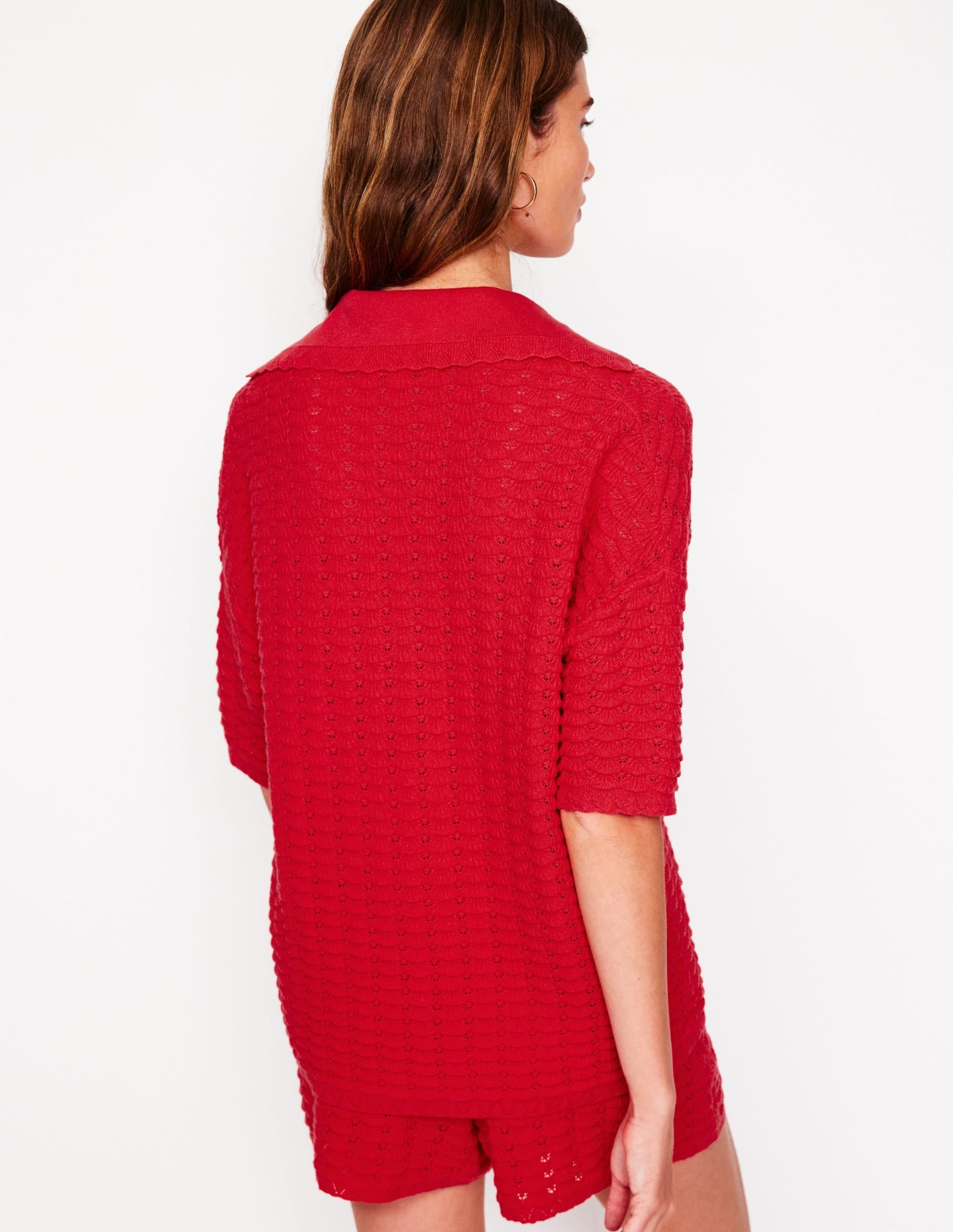 Collared Henley Sweater-Strawberry Tart Red - Image 4