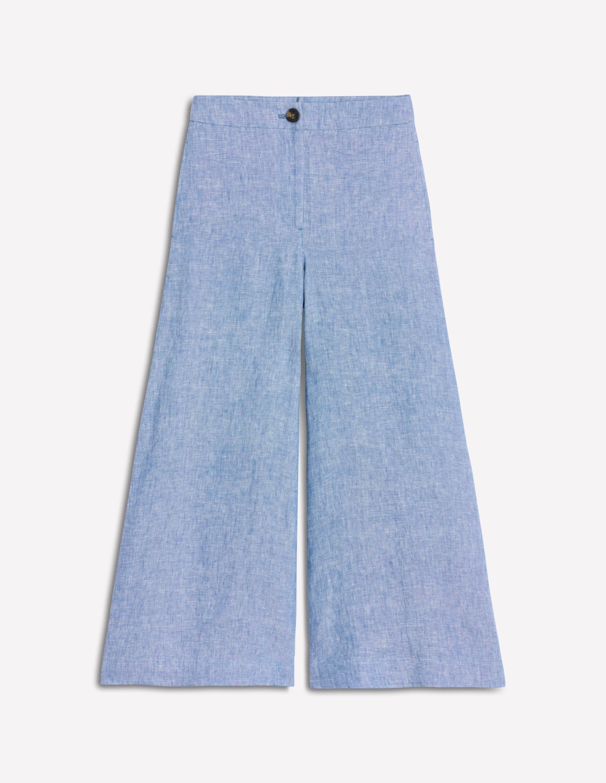 Wide Crop Linen Pants-Grey Blue Chambray - Image 5