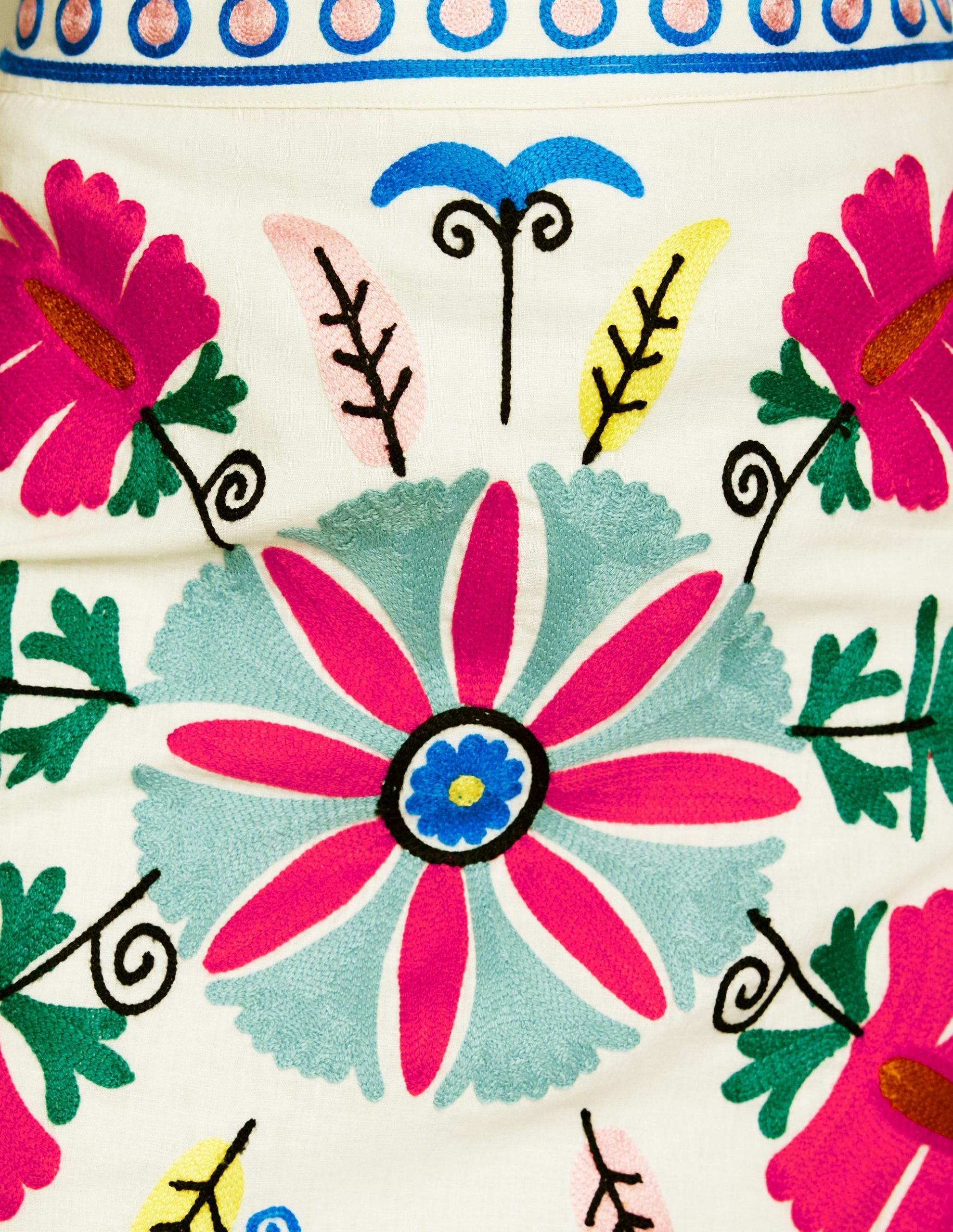 Aline Embroidered Linen Skirt-Ivory Embroidery - Image 2