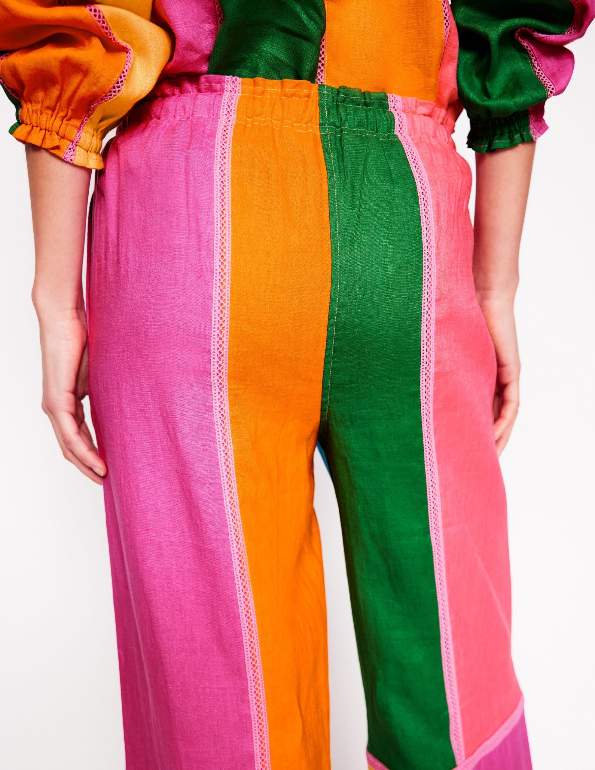 Islington Linen Pants-Multi Colourblock - Image 2
