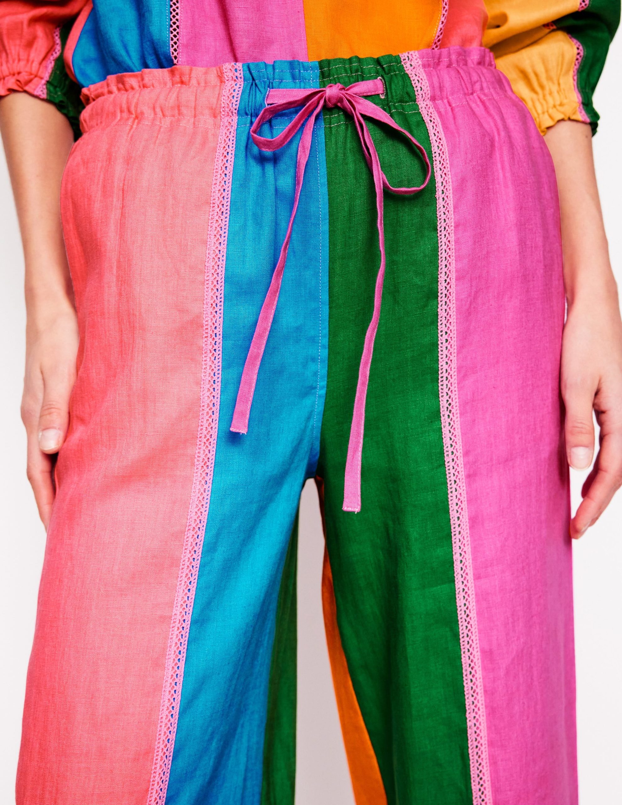 Islington Linen Pants-Multi Colourblock - Image 3