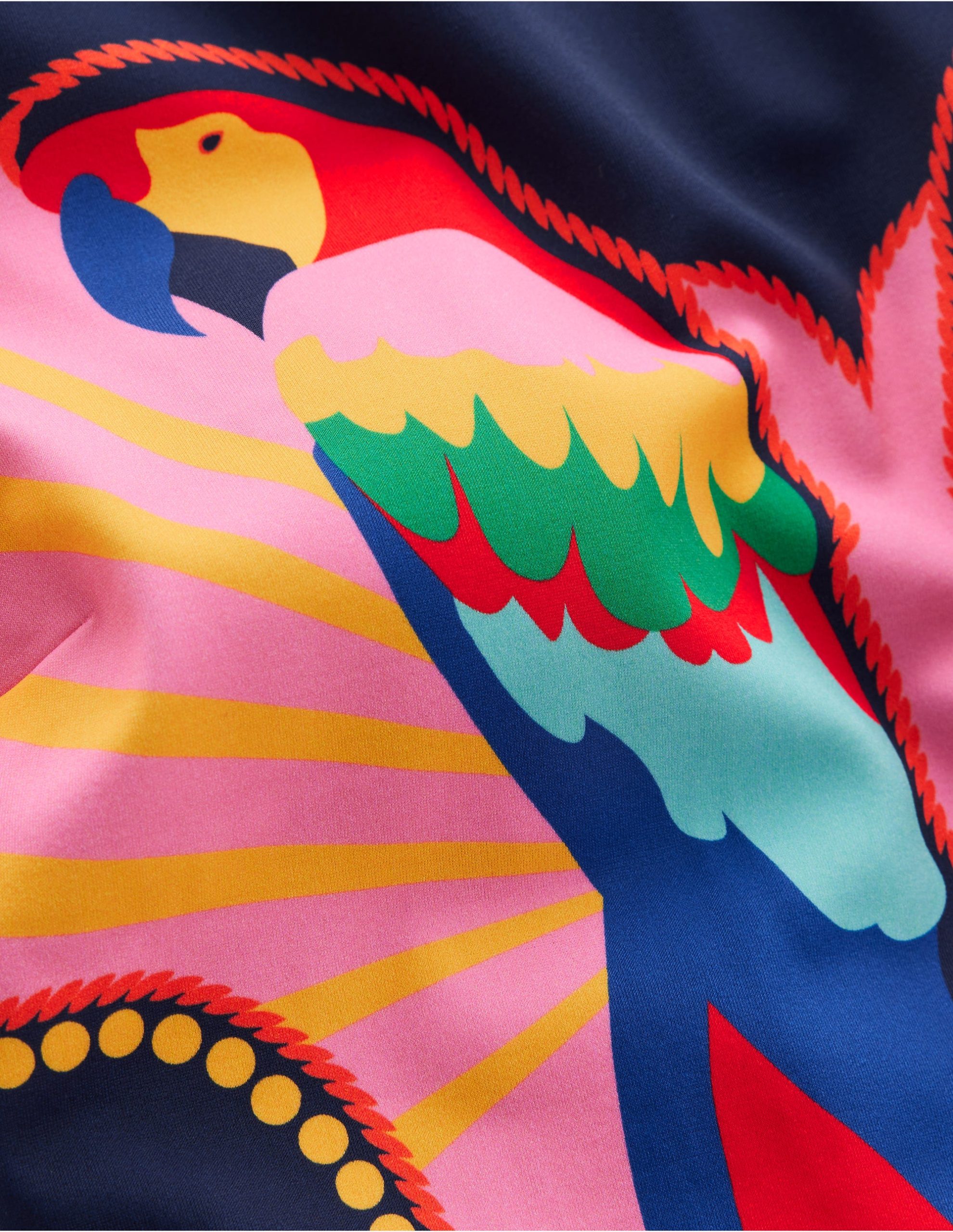 Slash Neck Tie Swimsuit-Navy Paradise Parrot - Image 6