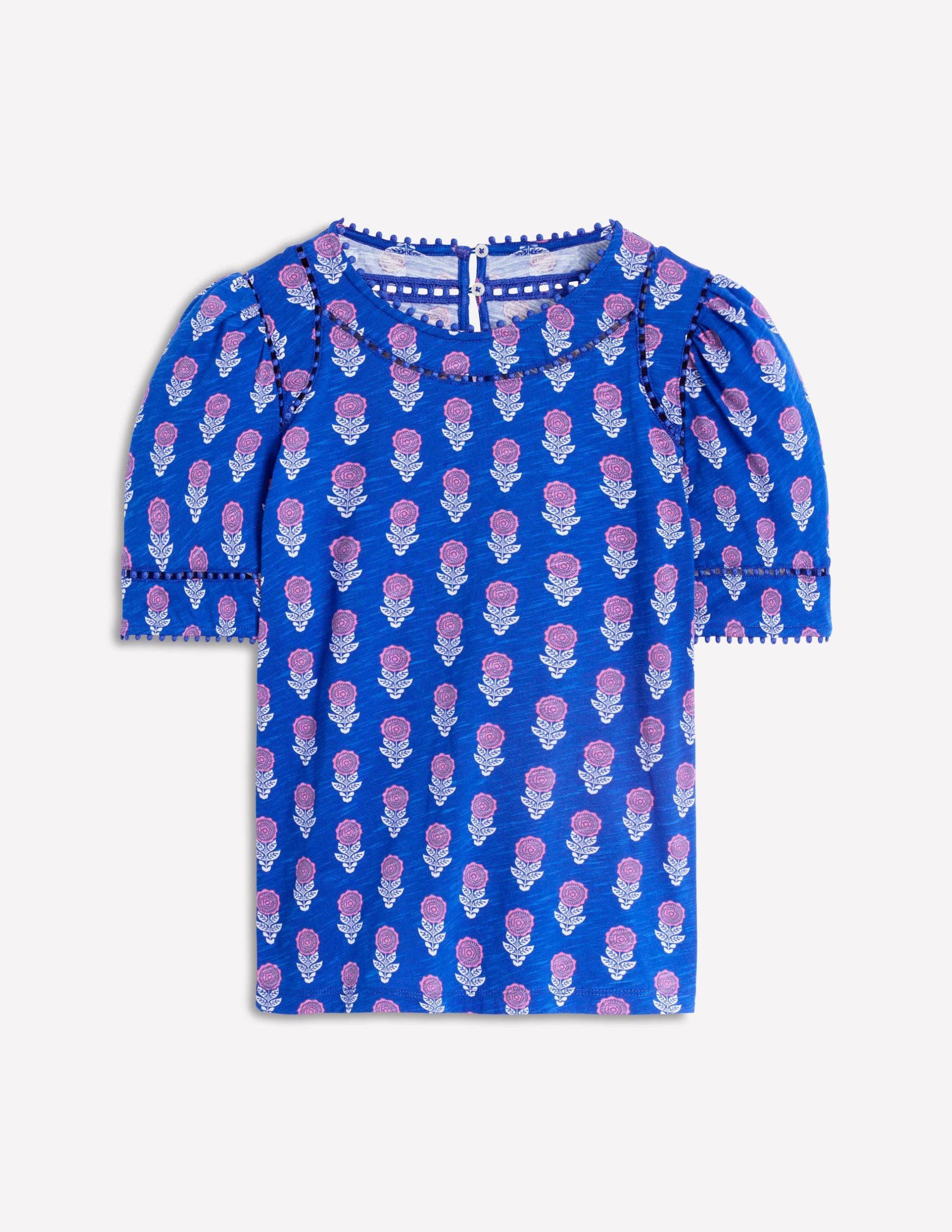 Mila Trim Detail Top-Gallery Blue. Dahlia Sprig - Image 5