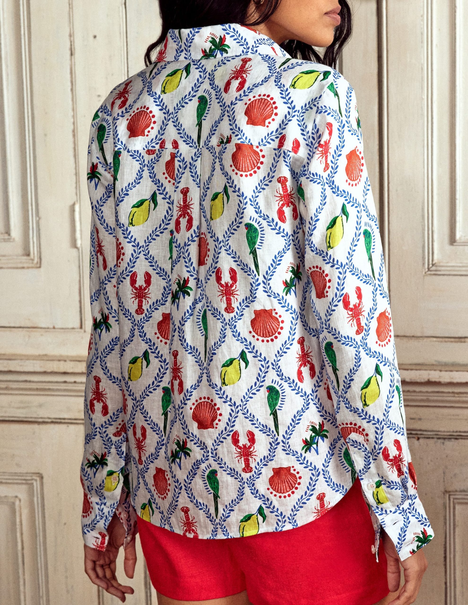 Sienna Linen Shirt-Ivory Tropical Bonanza - Image 3