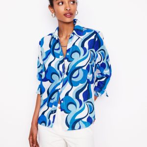 Sienna Linen Shirt-Multi Abstract Swirl