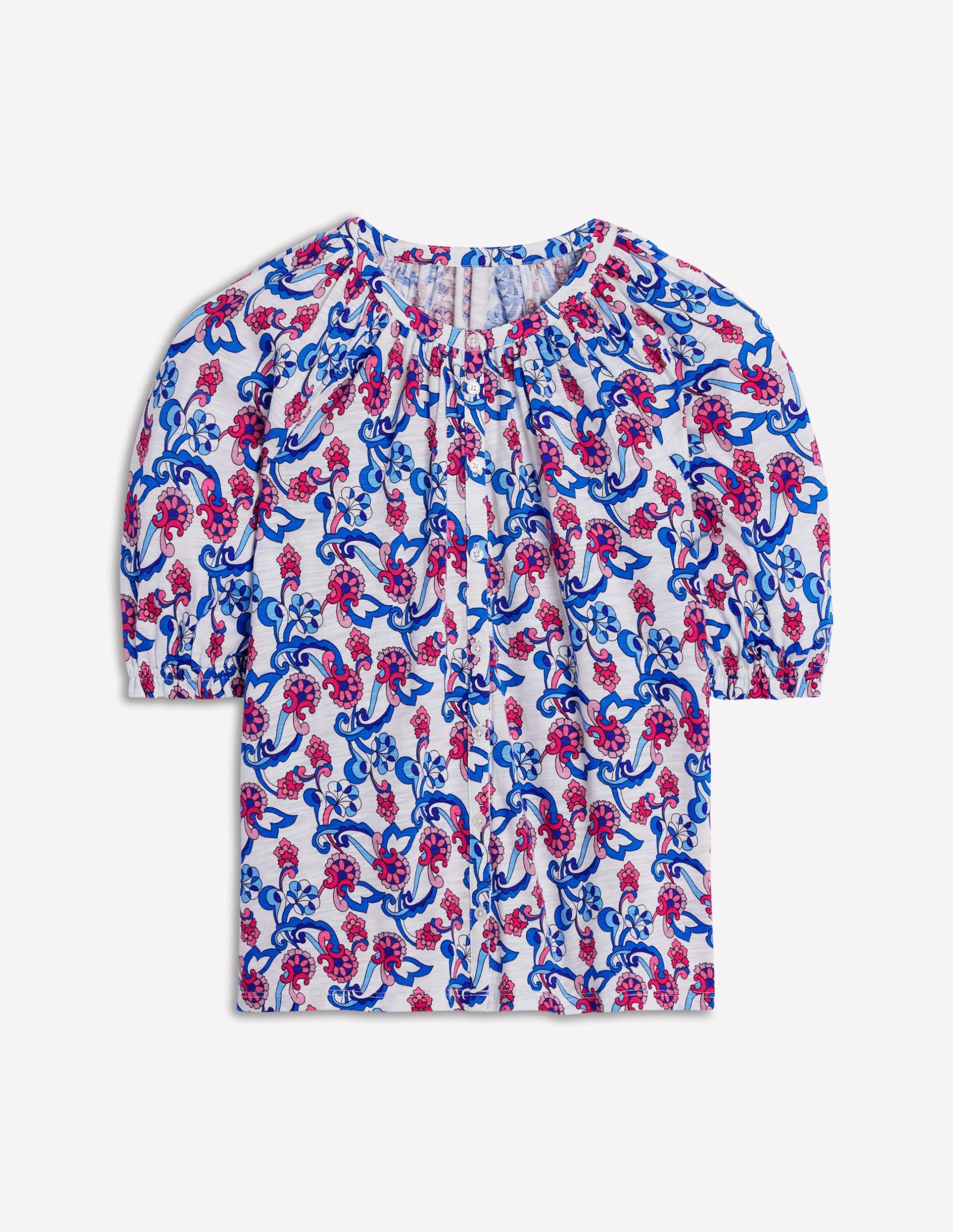 Isla Jersey Shirt-Ivory. Floral - Image 5