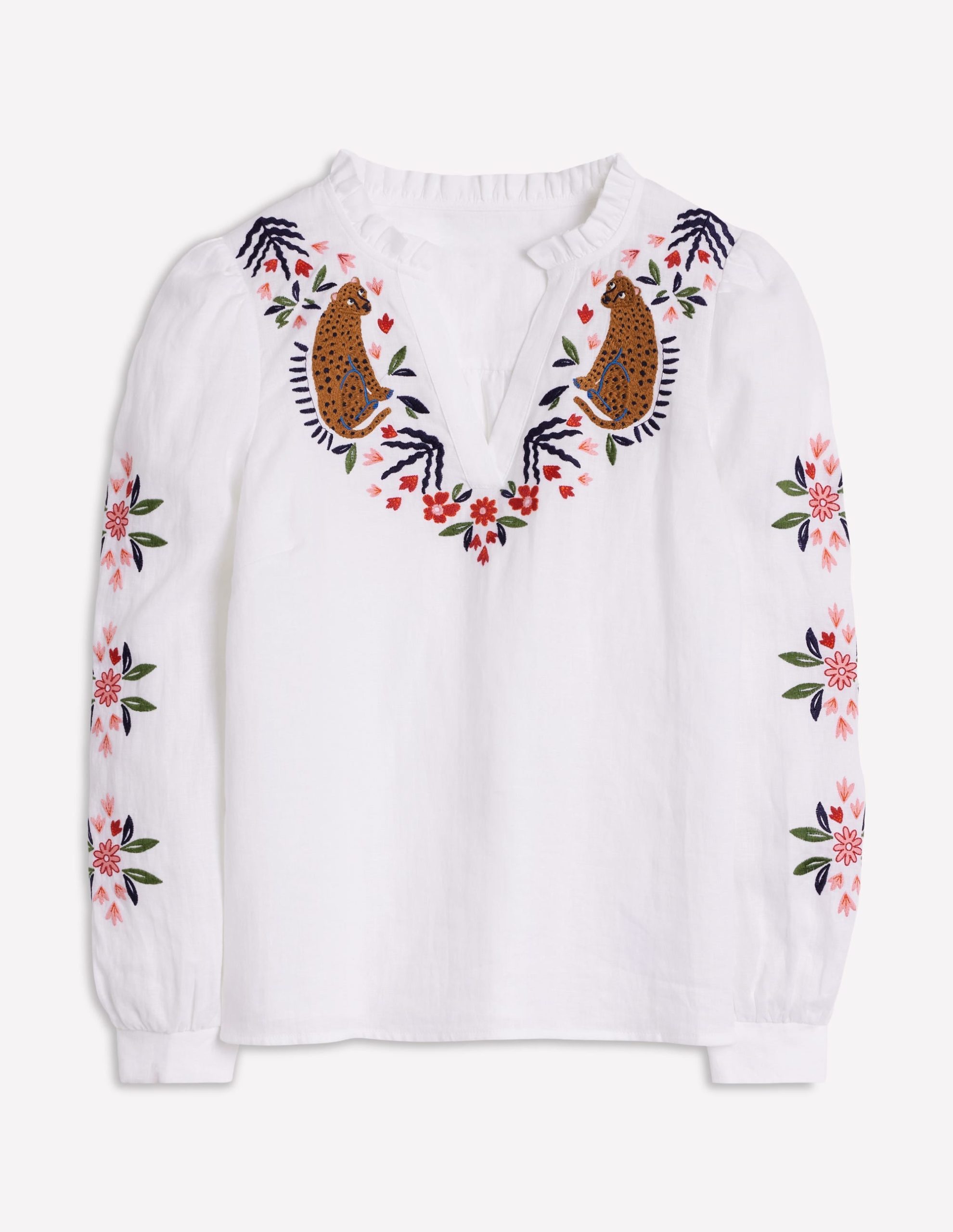 Grace Linen Top-White. Cheetah - Image 6