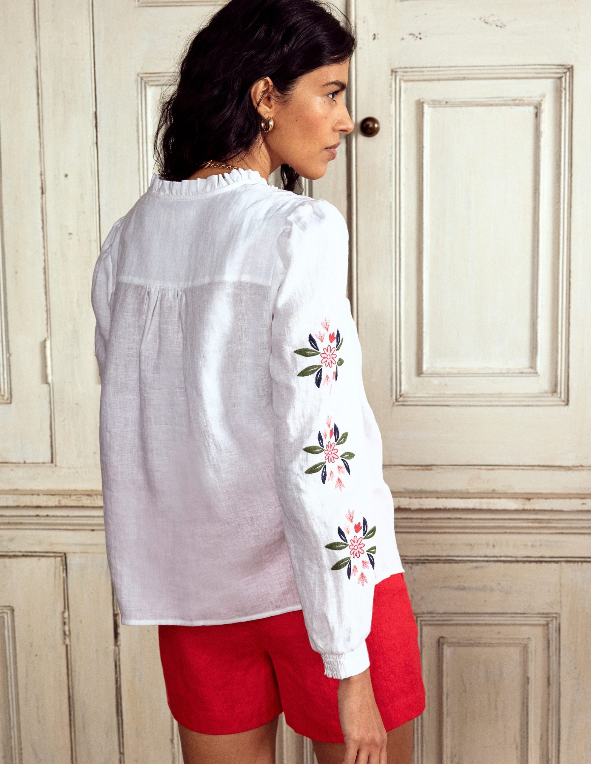 Grace Linen Top-White. Cheetah - Image 3