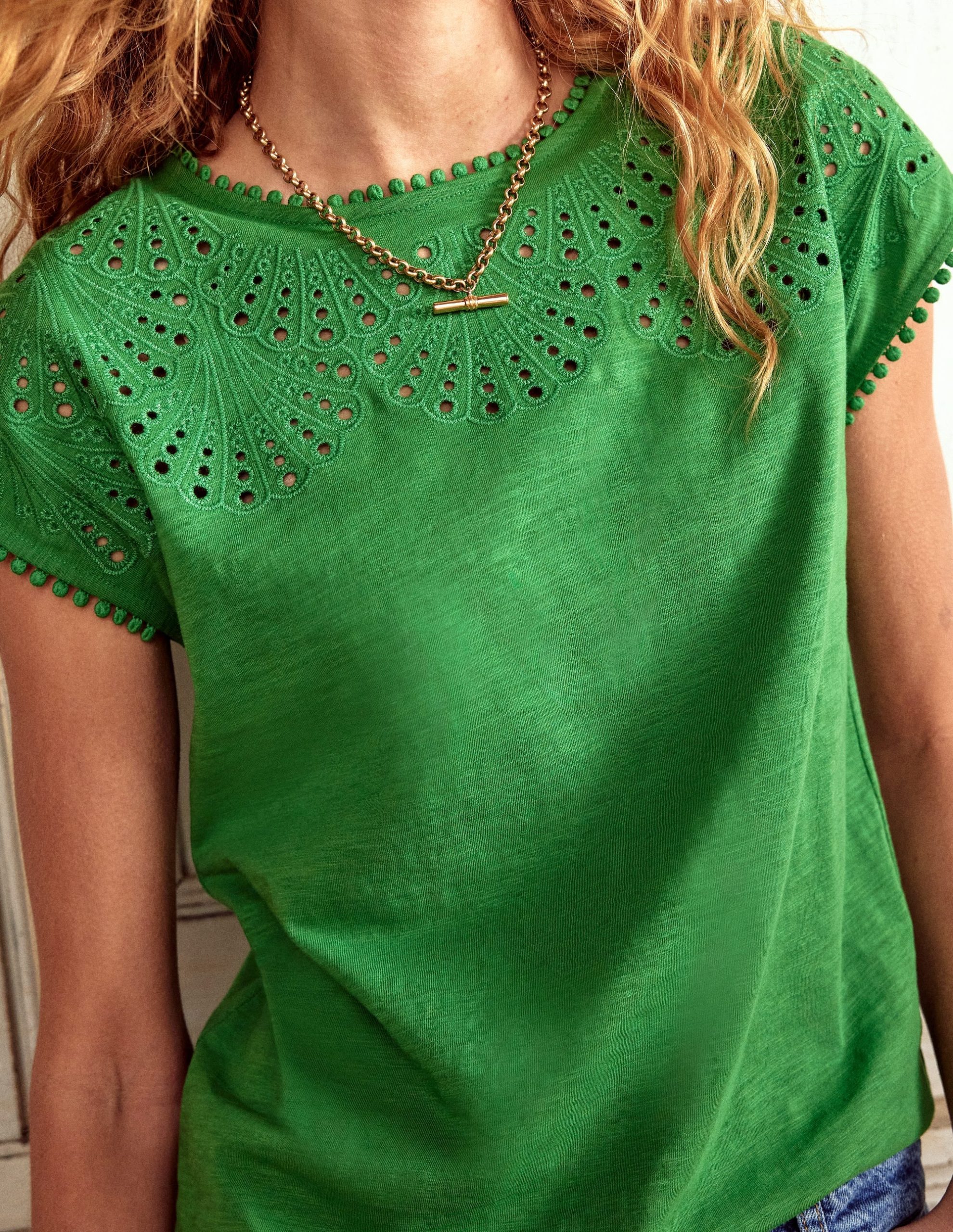 Anya Broderie T-shirt-Paradise Green - Image 2