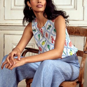 Linen Shell Top-Ivory. Tropical Bonanza