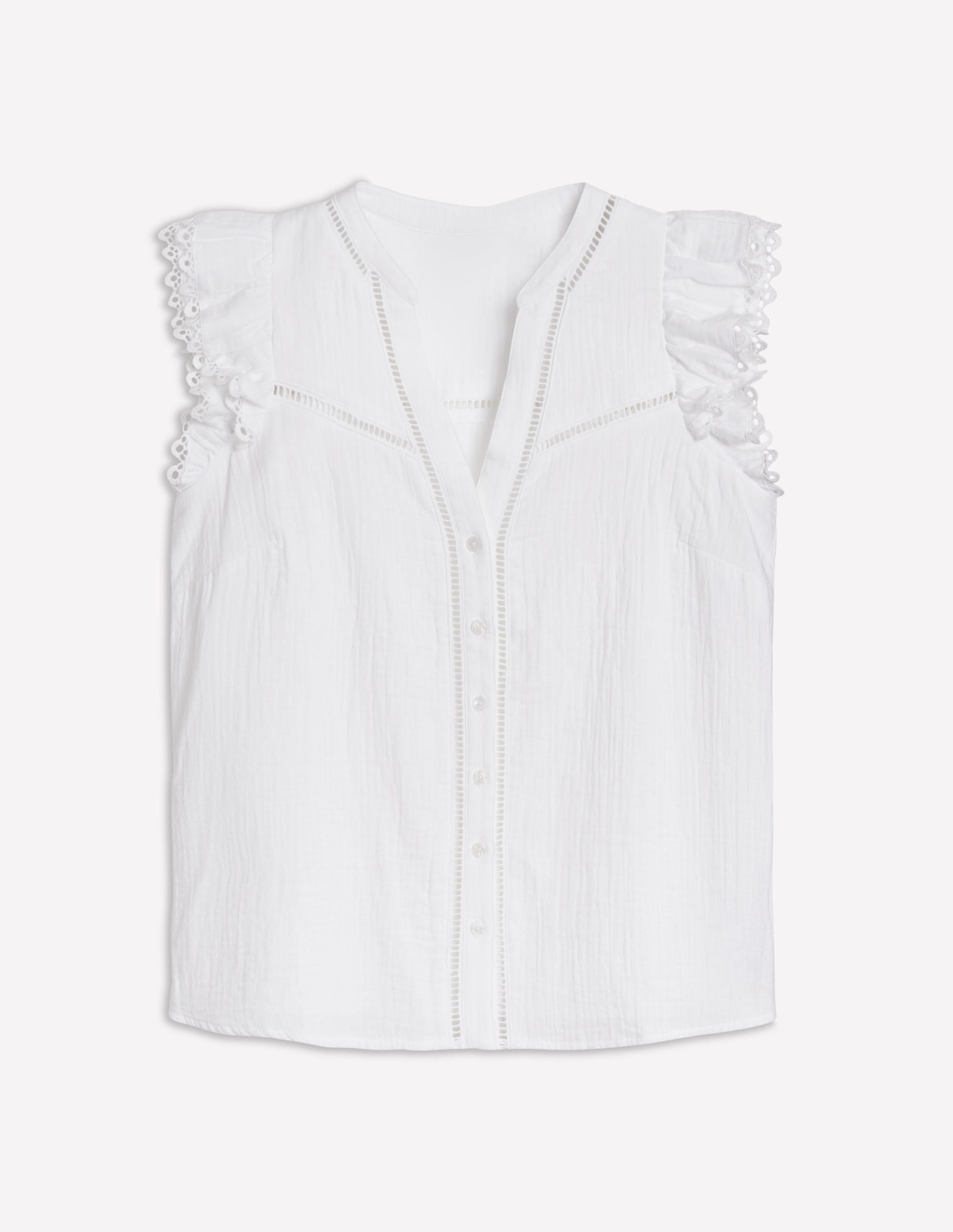 Sleeveless Double Cloth Top-White - Image 2