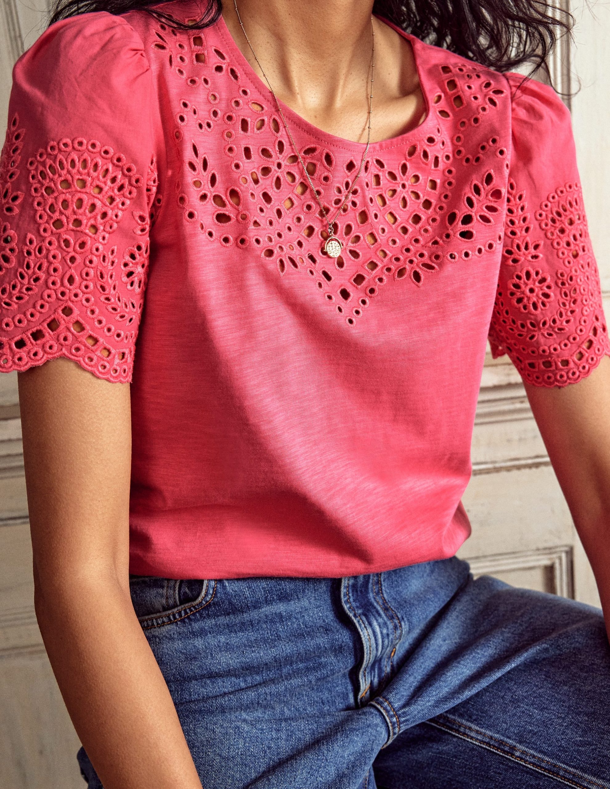 Isabel Broderie Top-Rose Pink - Image 2