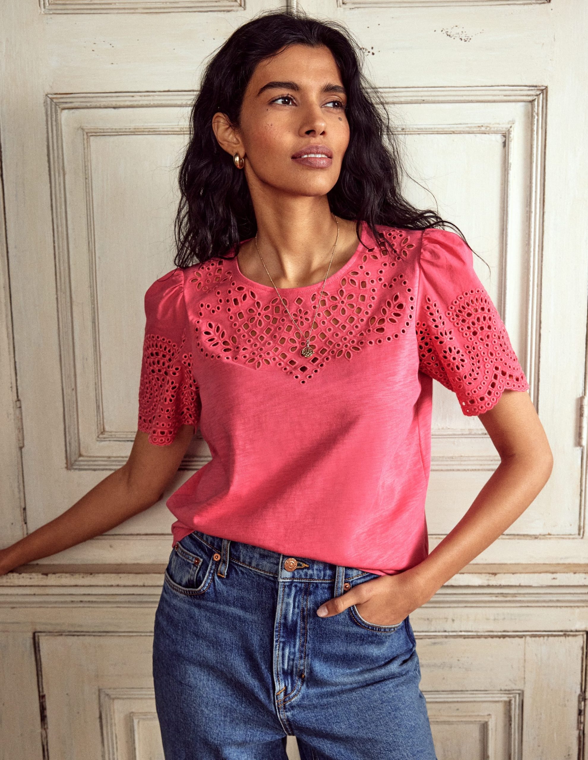 Isabel Broderie Top-Rose Pink - Image 4