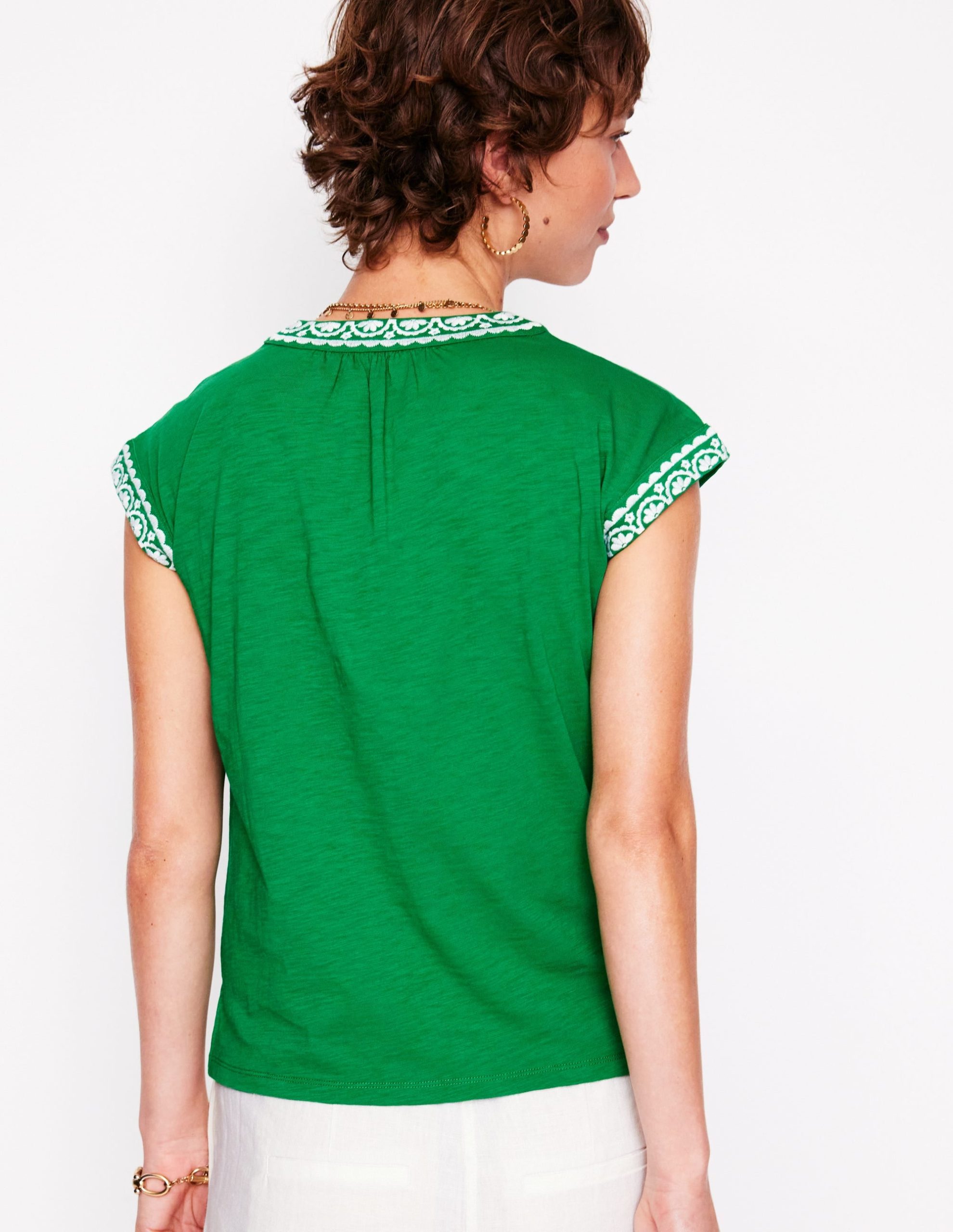 Hazel Cotton Embroidered Top-Rich Emerald - Image 3