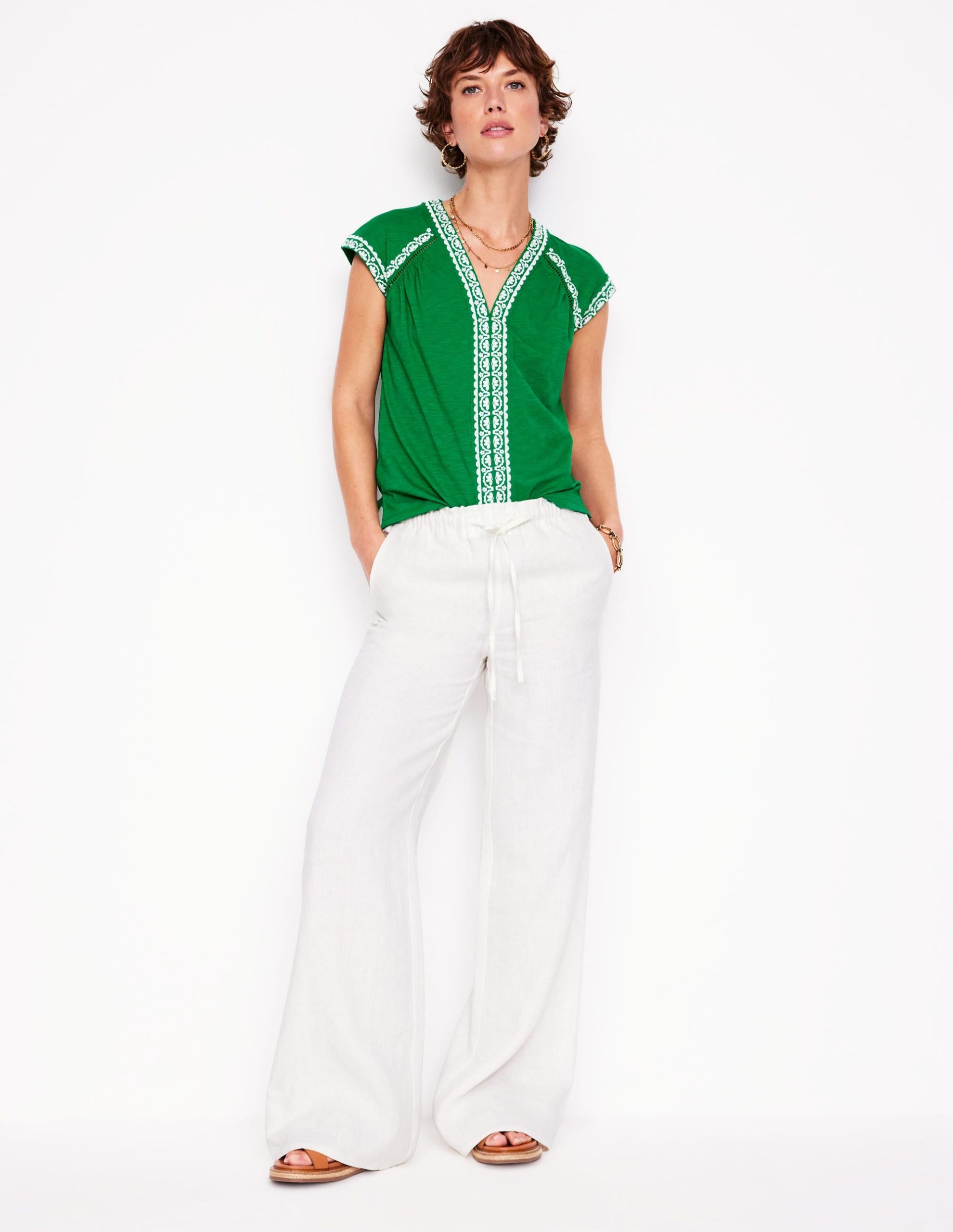 Hazel Cotton Embroidered Top-Rich Emerald - Image 4