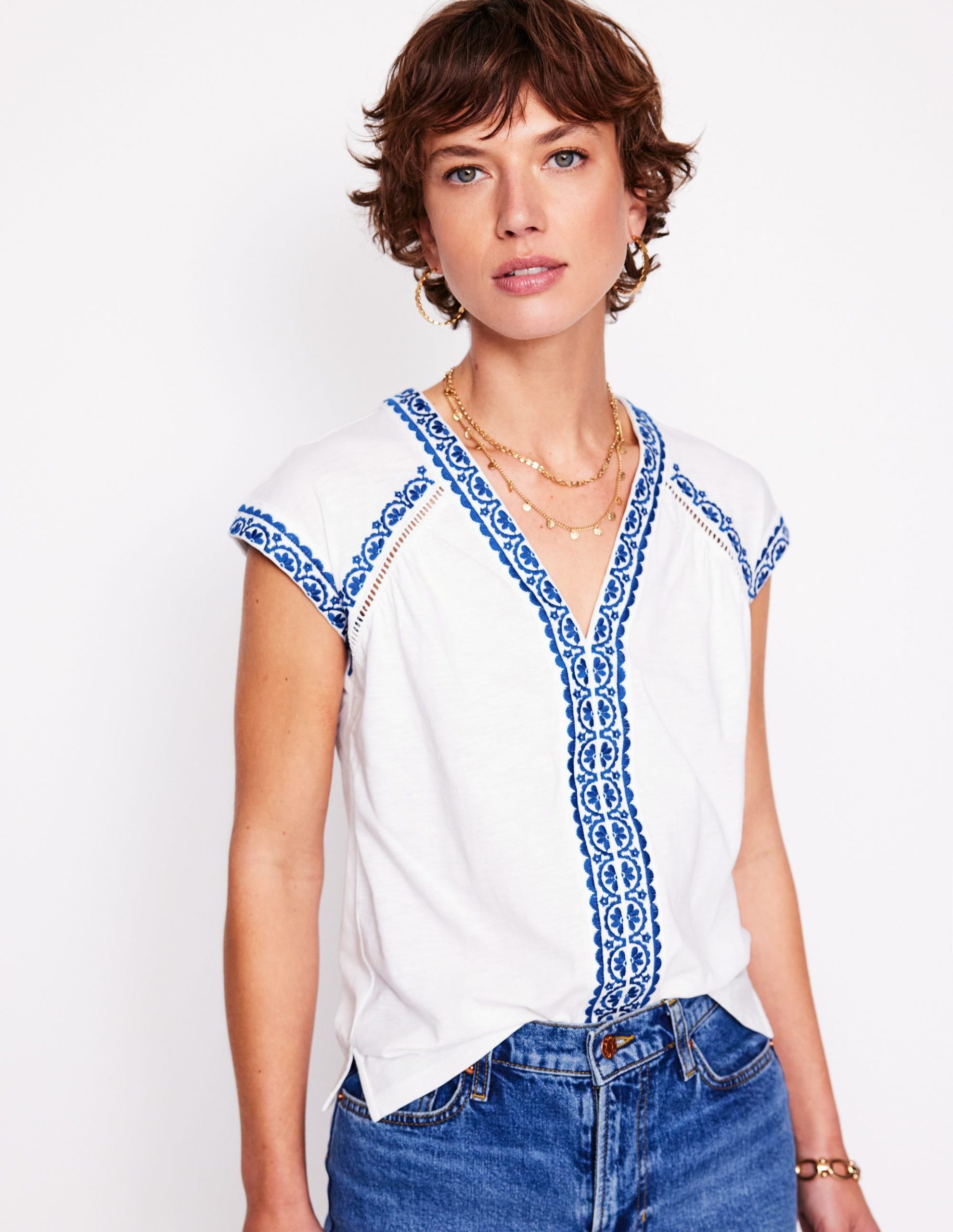 Hazel Cotton Embroidered Top-White - Image 4