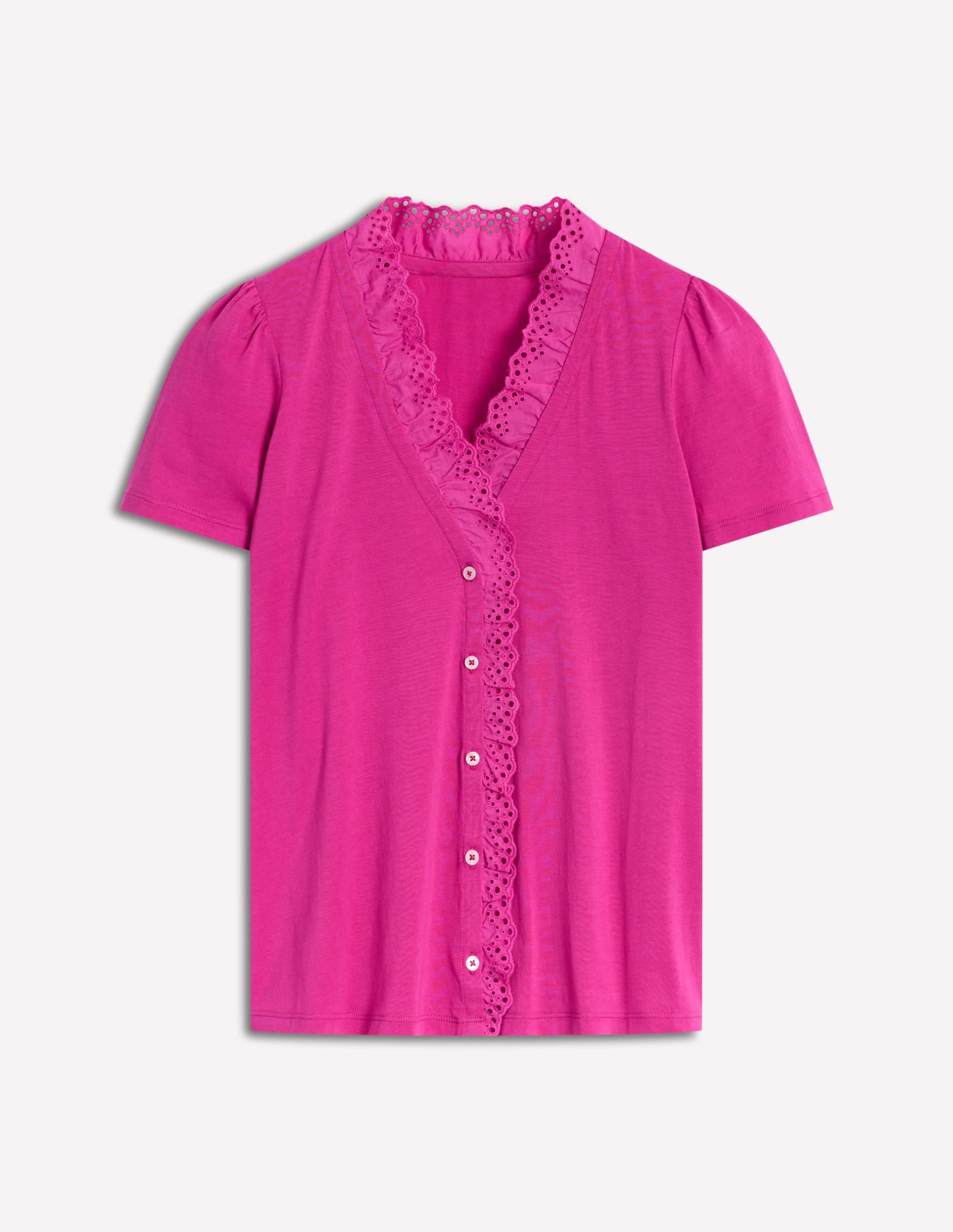 Broderie V-Neck Top-Cosmos Pink - Image 5