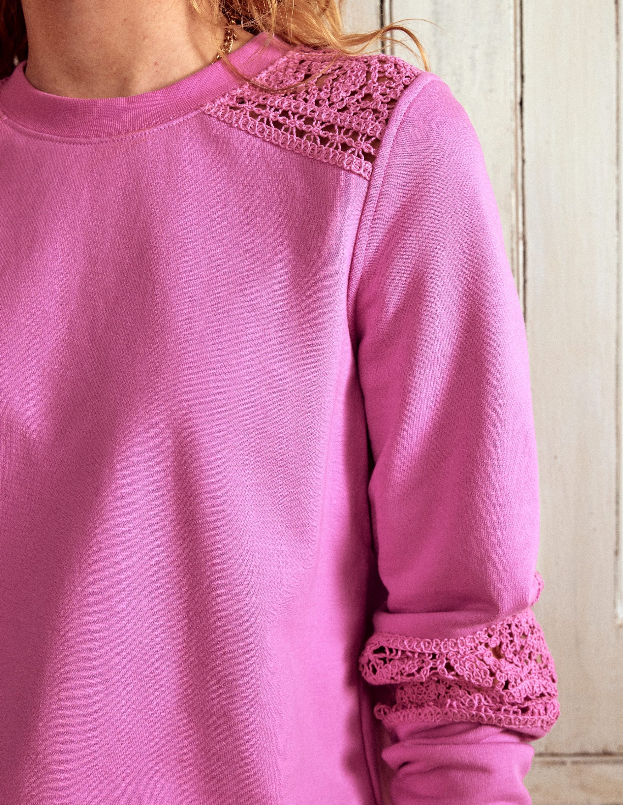 Crochet Trim Sweatshirt-Purple - Image 2