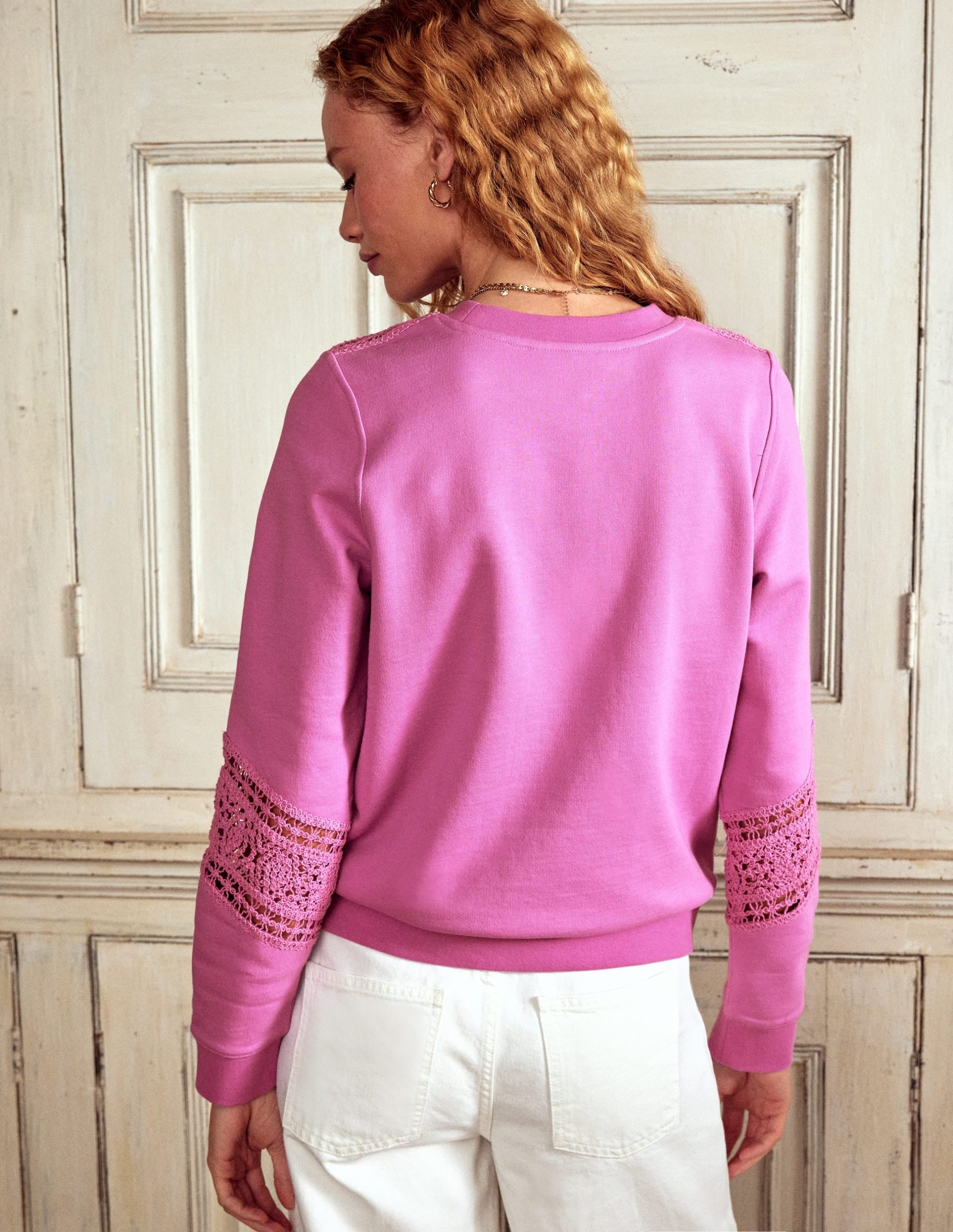 Crochet Trim Sweatshirt-Purple - Image 3
