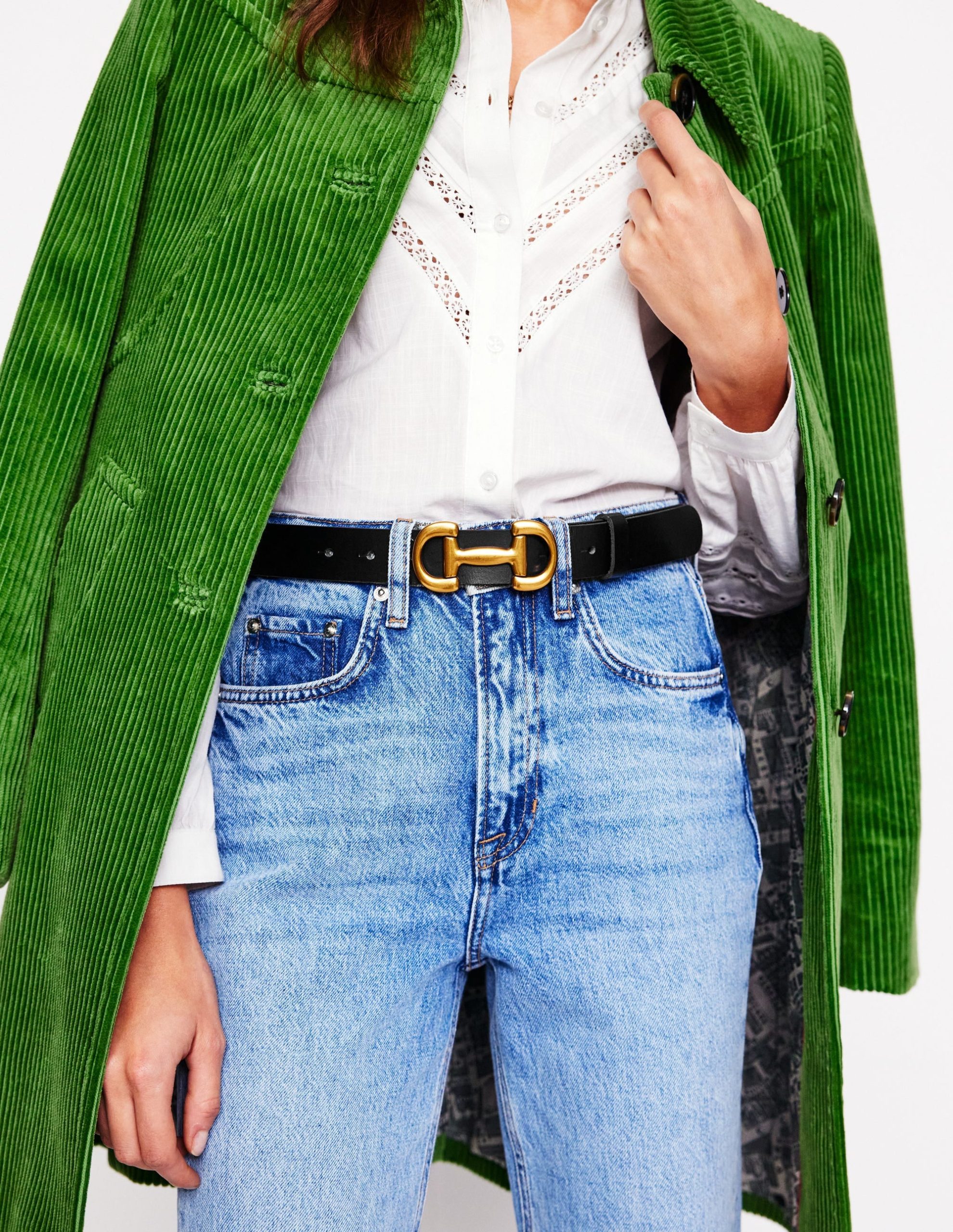 Iris Snaffle-Trim Leather Belt-Black - Image 2