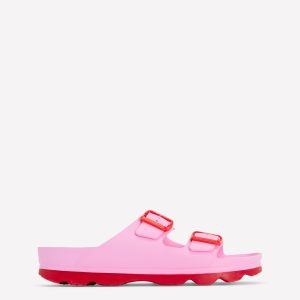 Lyla Double Buckle Sliders-Soft Pink