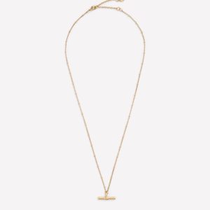 Fine T-bar Pendant Necklace-Gold Colour