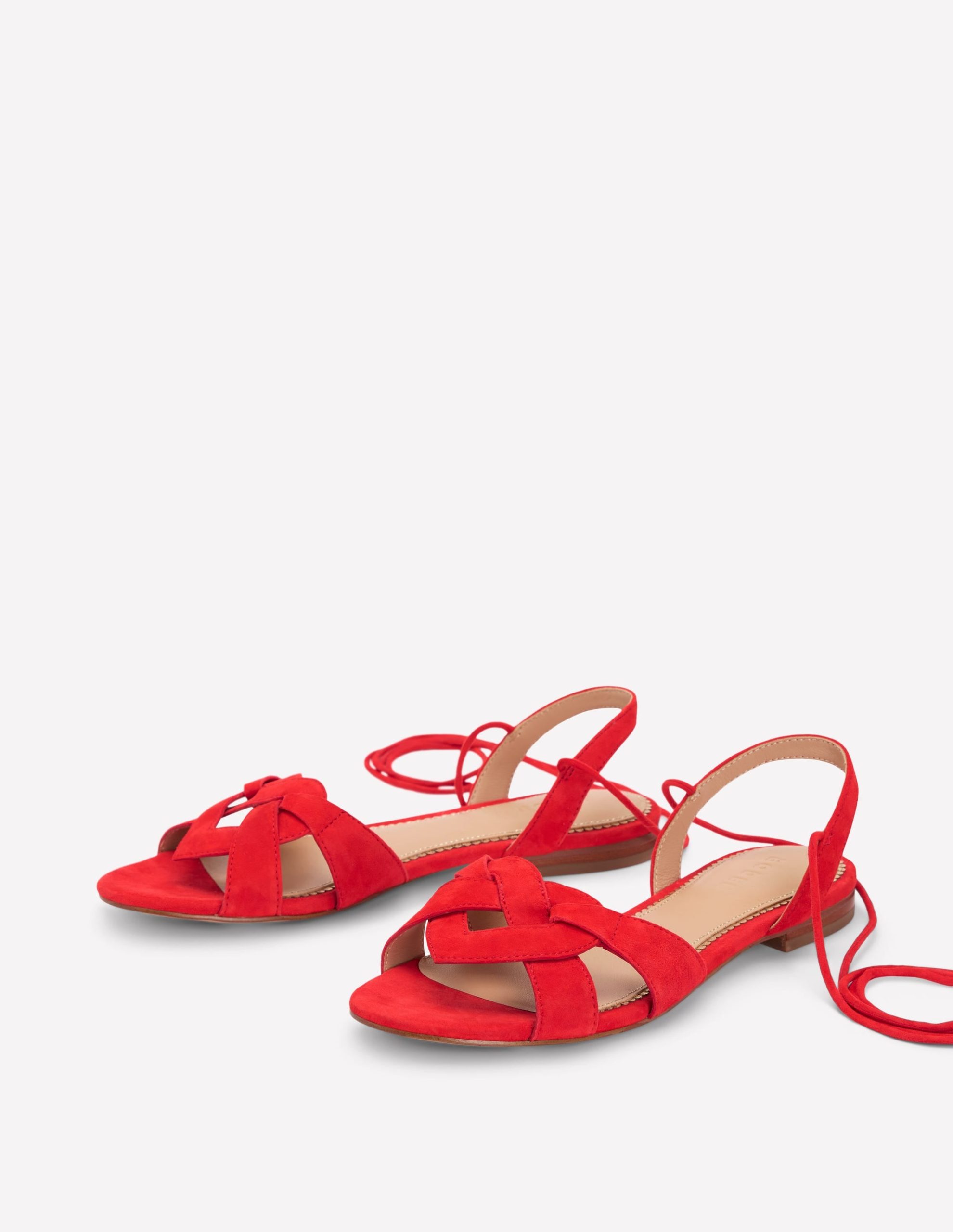 Heart Detail Flat Sandals-Post Box Red - Image 3