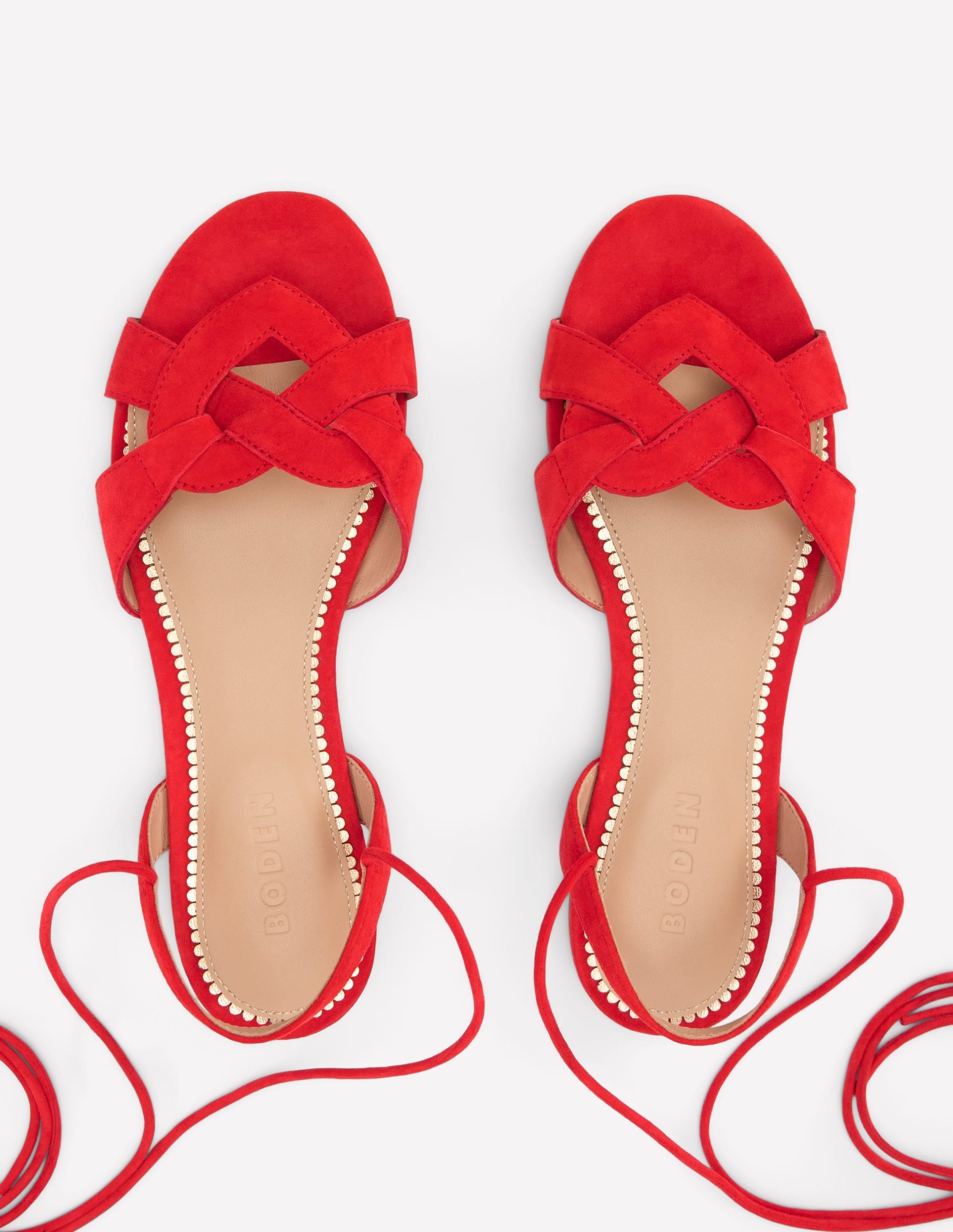 Heart Detail Flat Sandals-Post Box Red - Image 5