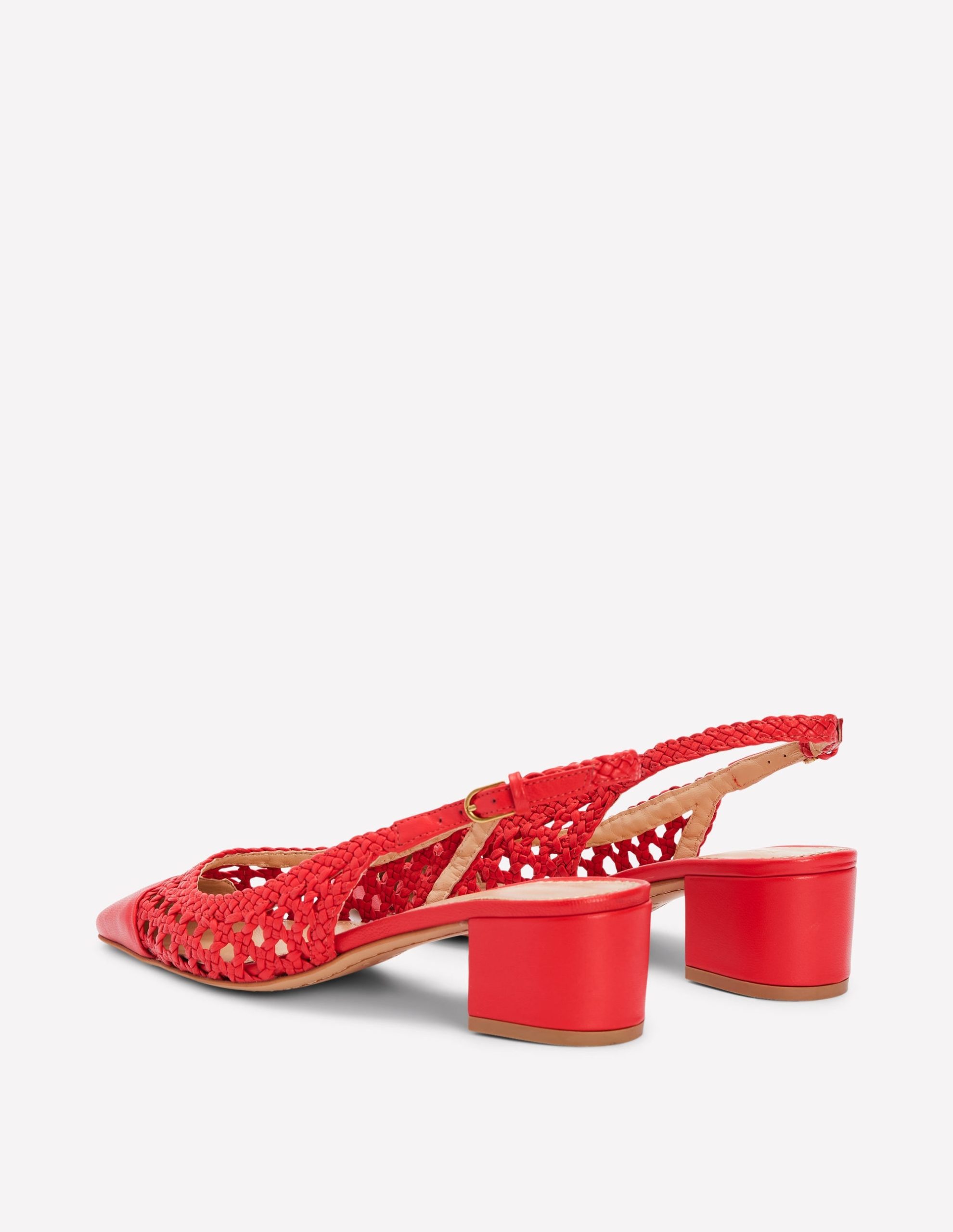 Ailsa Block Heel Slingbacks-Post Box Red Woven - Image 5