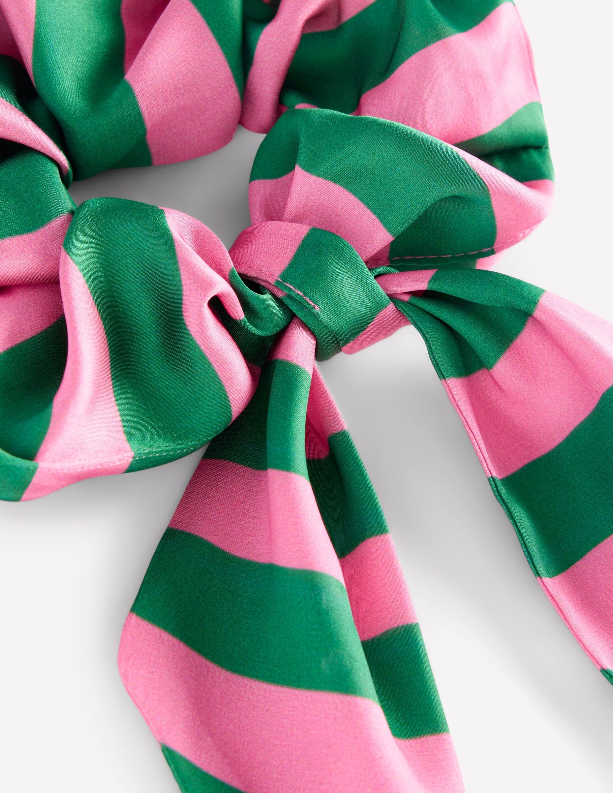 Scarf Scrunchie-Green/Pink Stripe - Image 3