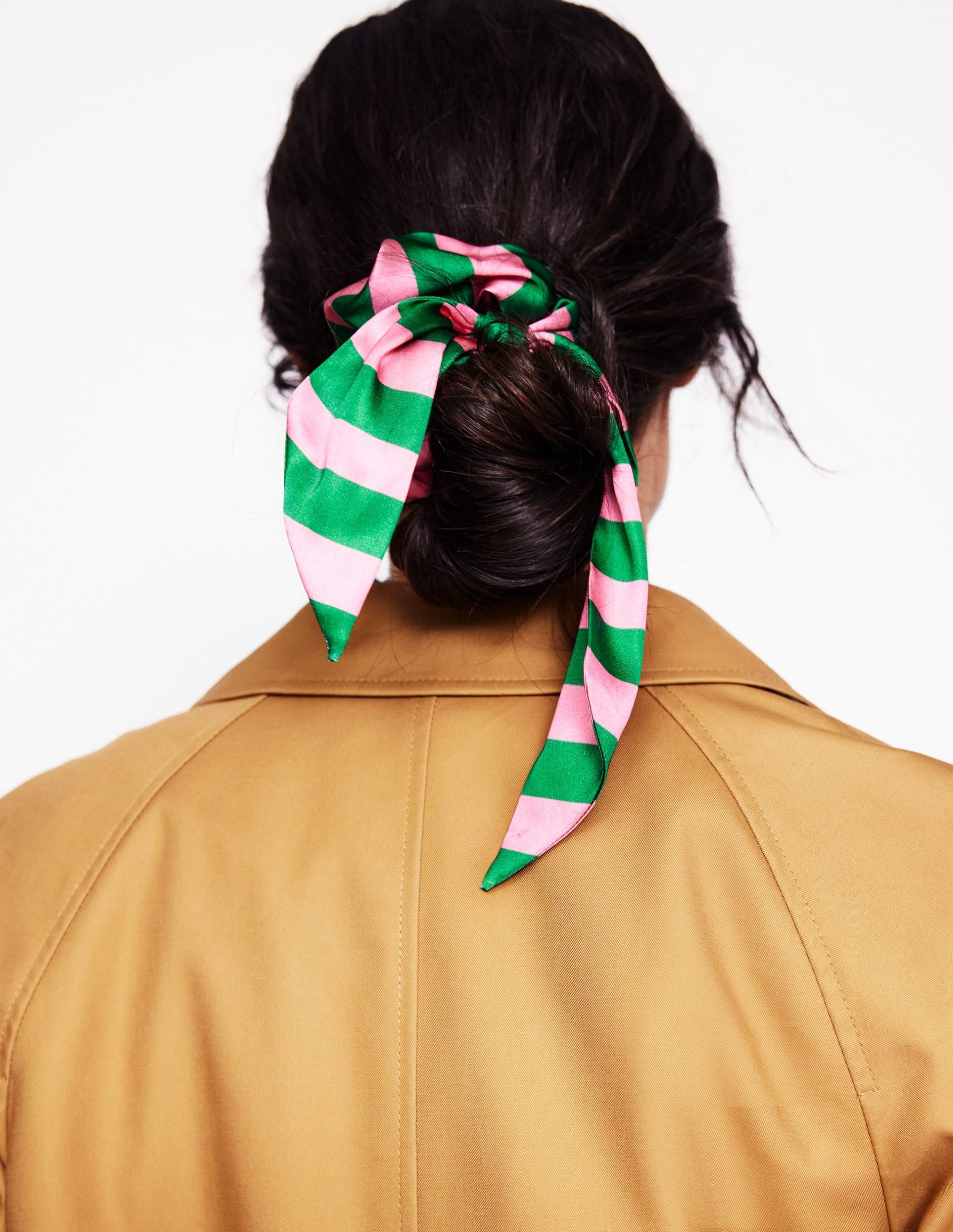 Scarf Scrunchie-Green/Pink Stripe - Image 2