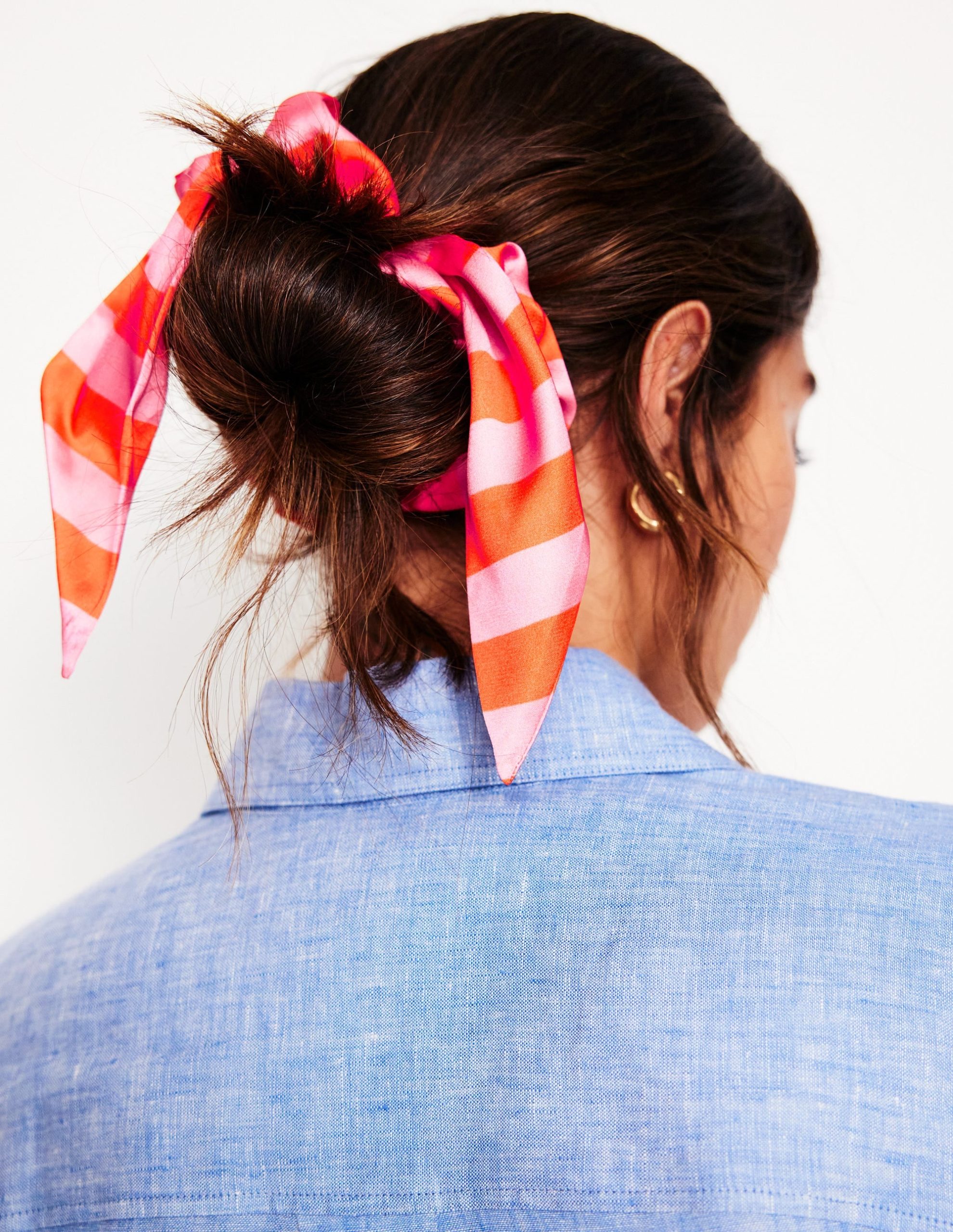Scarf Scrunchie-Pink/Orange Stripe - Image 2