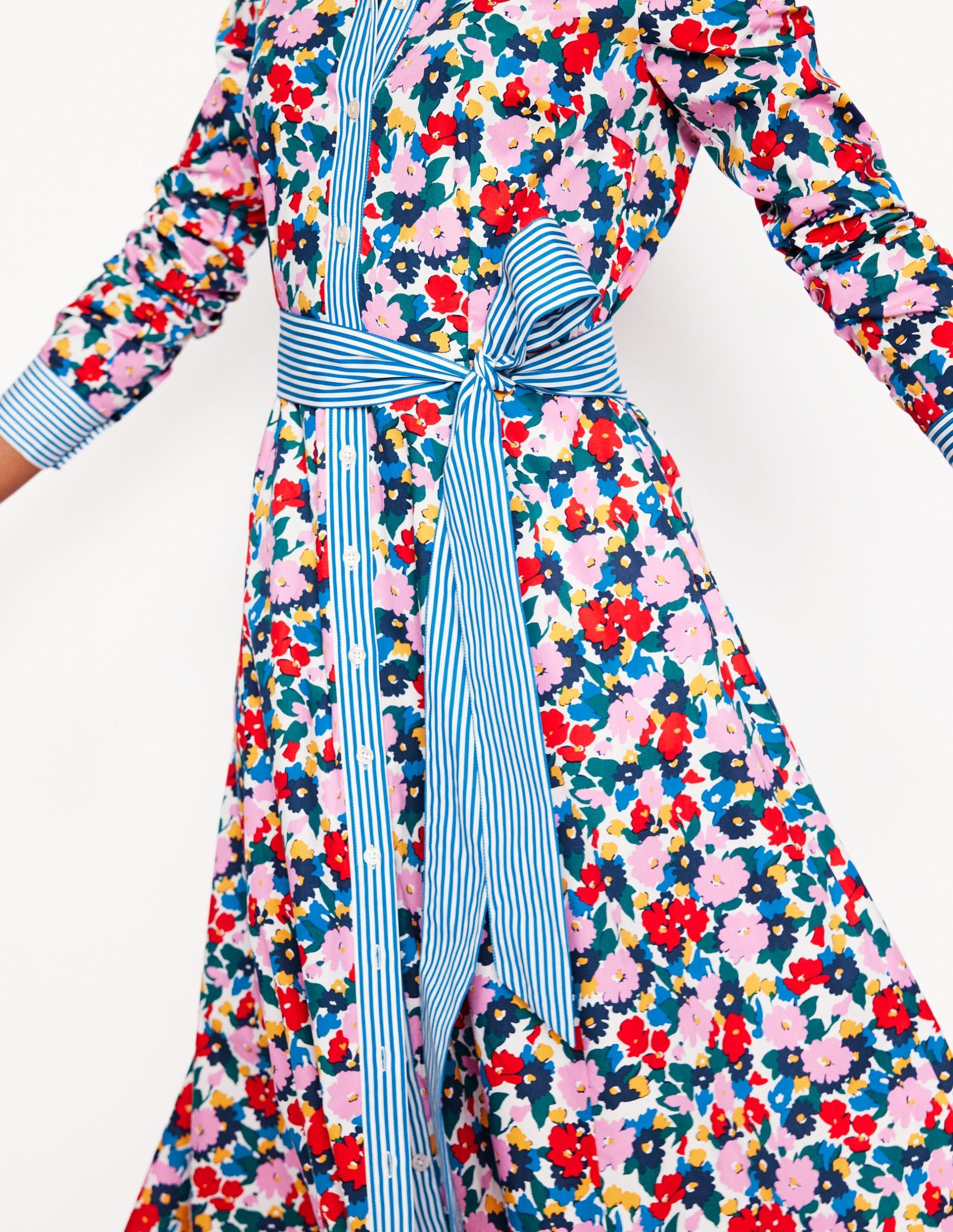 Amy Cotton Midi Shirt Dress-Multi. Painterly Meadow - Image 2