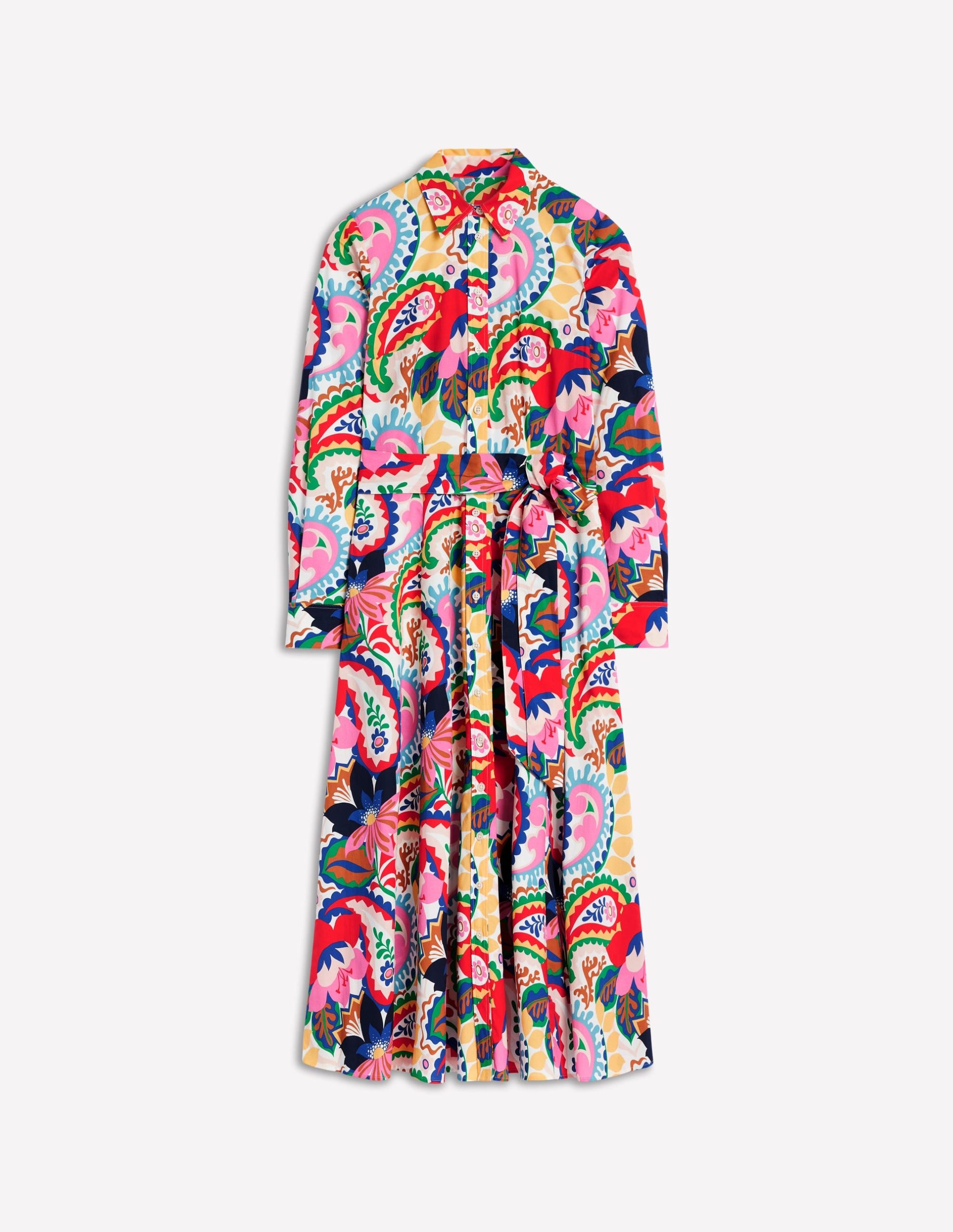 Amy Cotton Midi Shirt Dress-Ivory. Botanical Paisley - Image 6