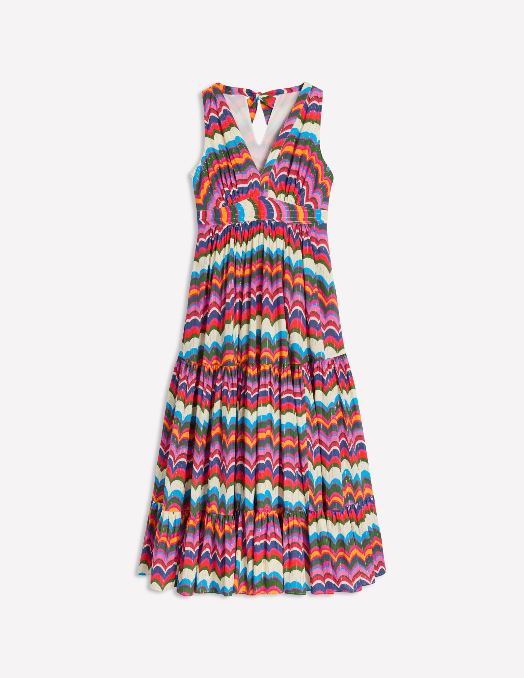 Serena Cotton Tie Maxi Dress-Multi. Abstract Wave - Image 7