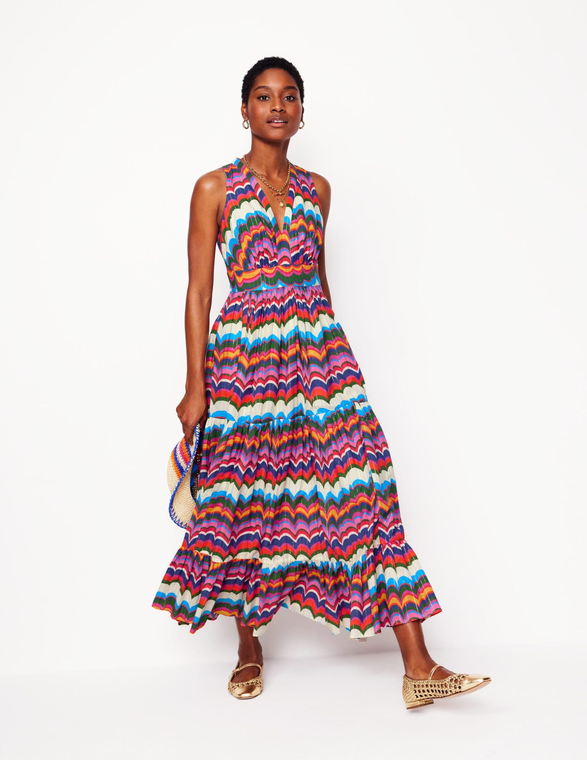 Serena Cotton Tie Maxi Dress-Multi. Abstract Wave - Image 5