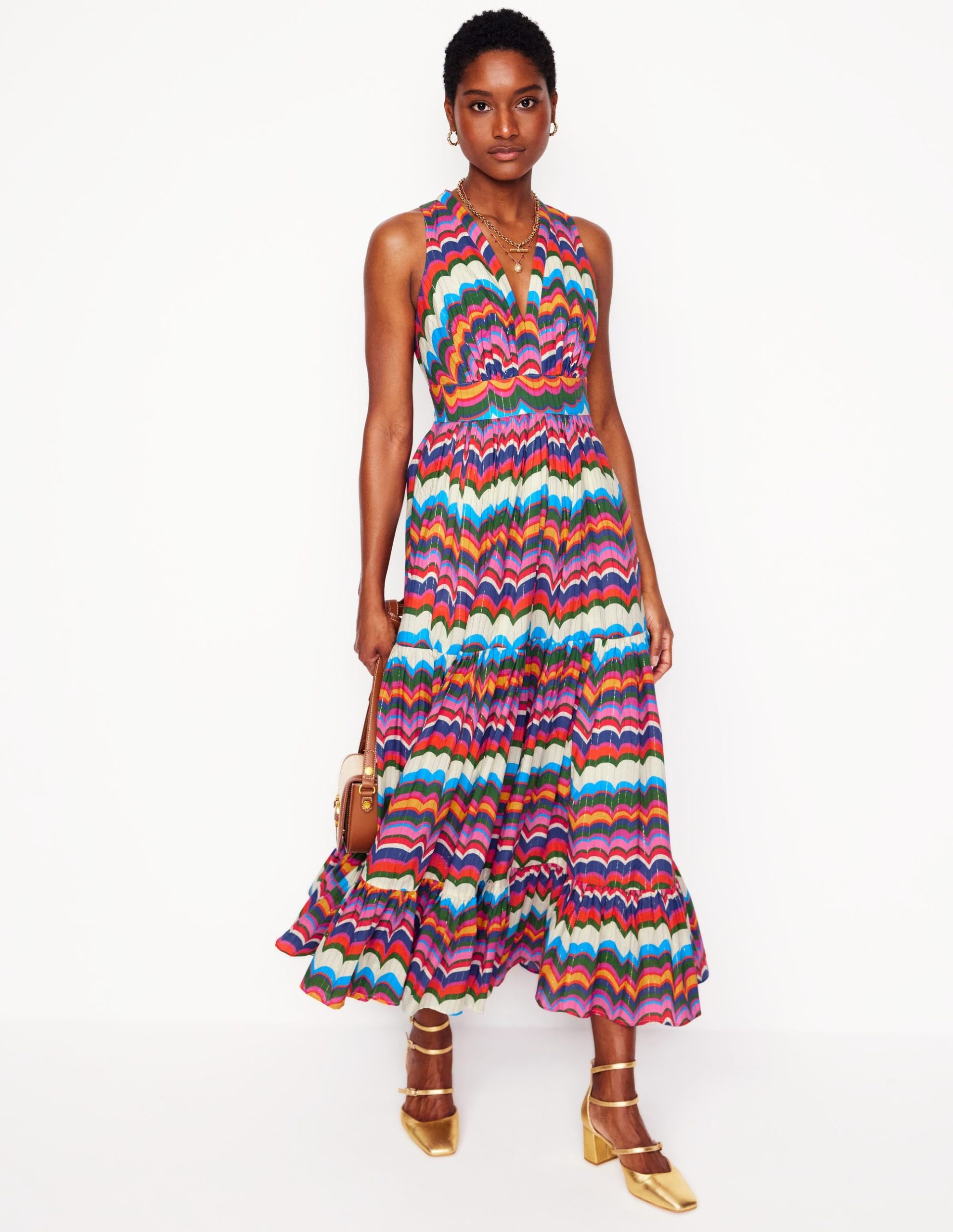 Serena Cotton Tie Maxi Dress-Multi. Abstract Wave - Image 6