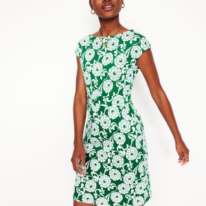Florrie Jersey Dress-Rich Emerald. Blossom Swirl