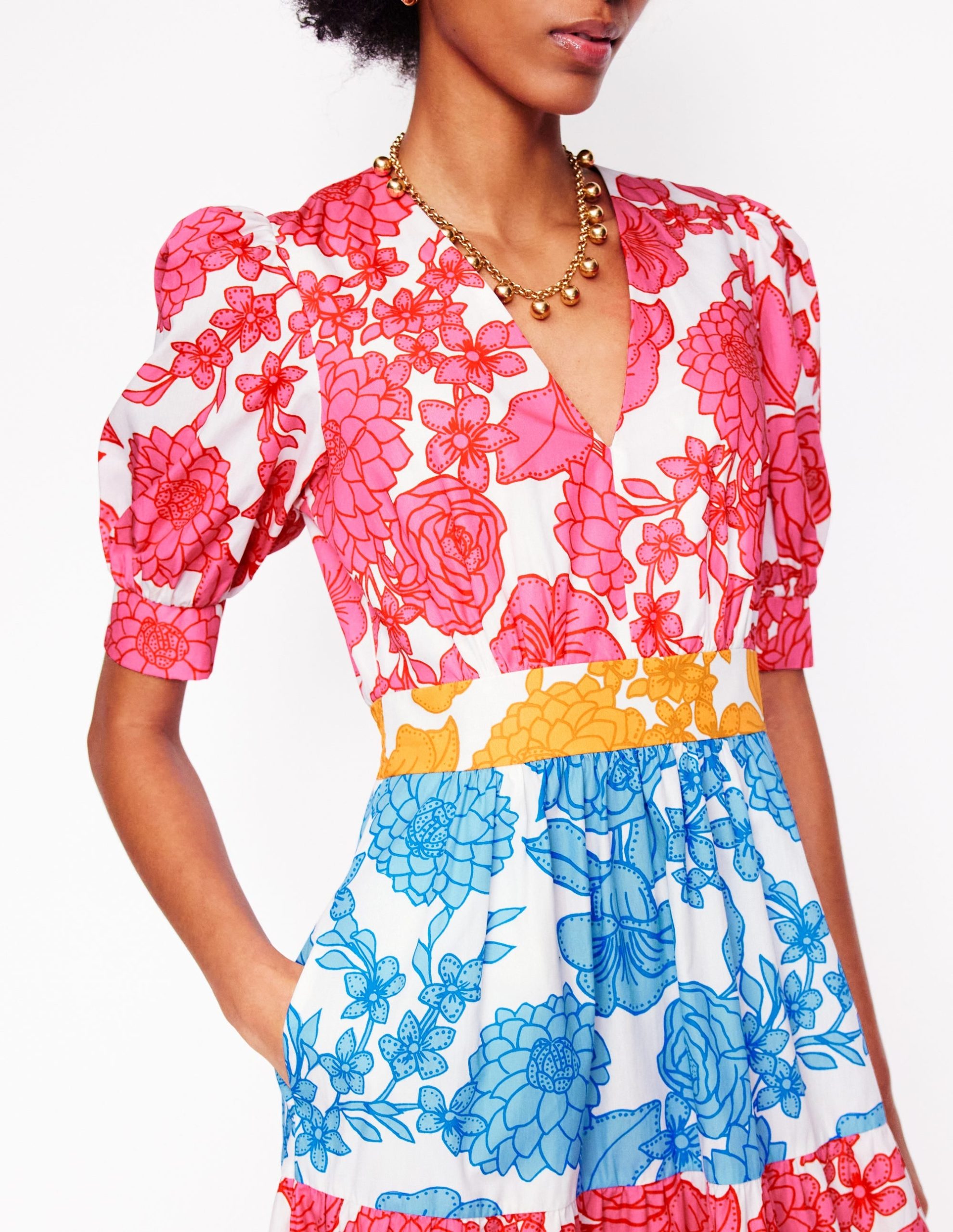 Bella Puff Sleeve Maxi Dress-Multi. Blossom Cascade - Image 3