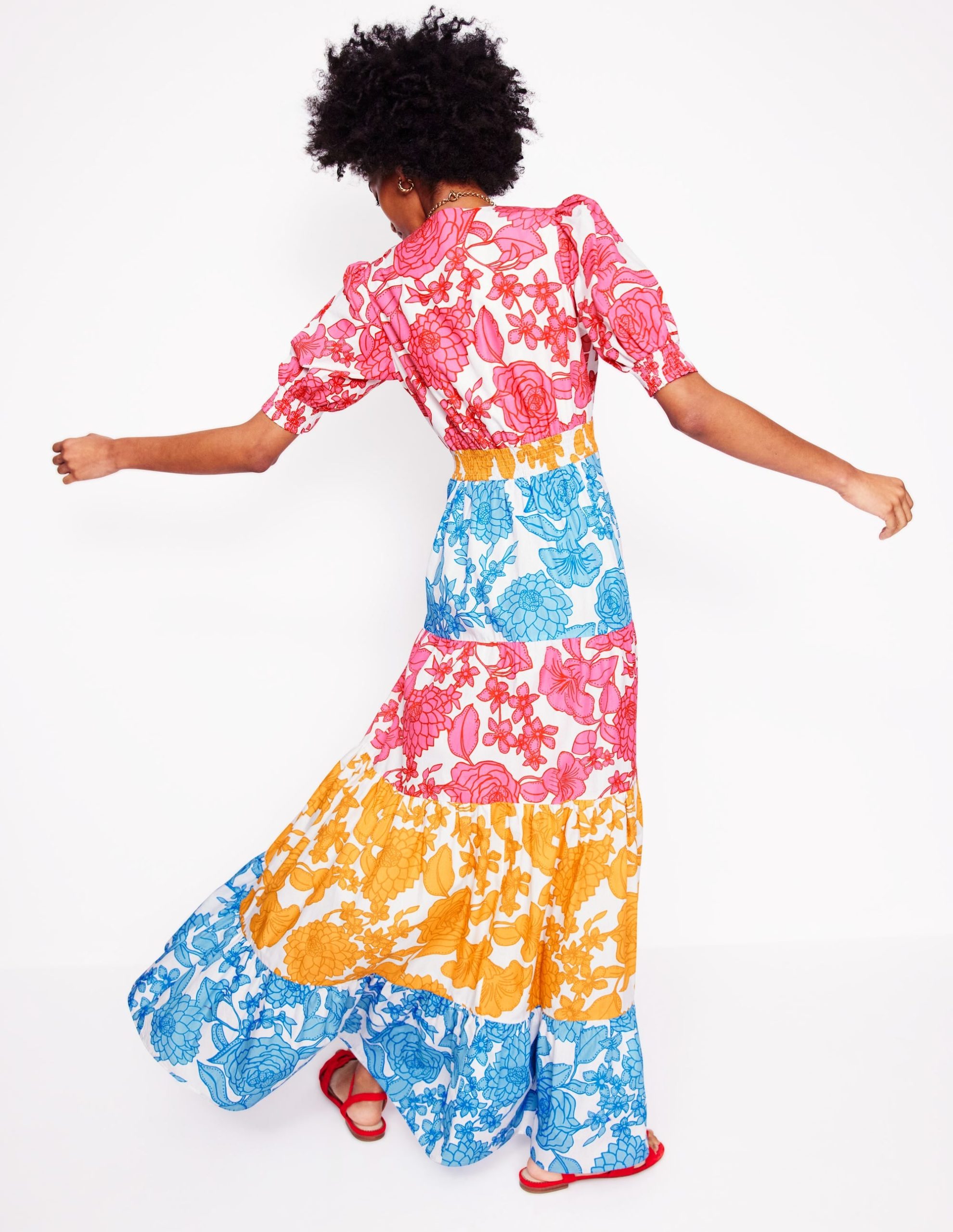 Bella Puff Sleeve Maxi Dress-Multi. Blossom Cascade - Image 4