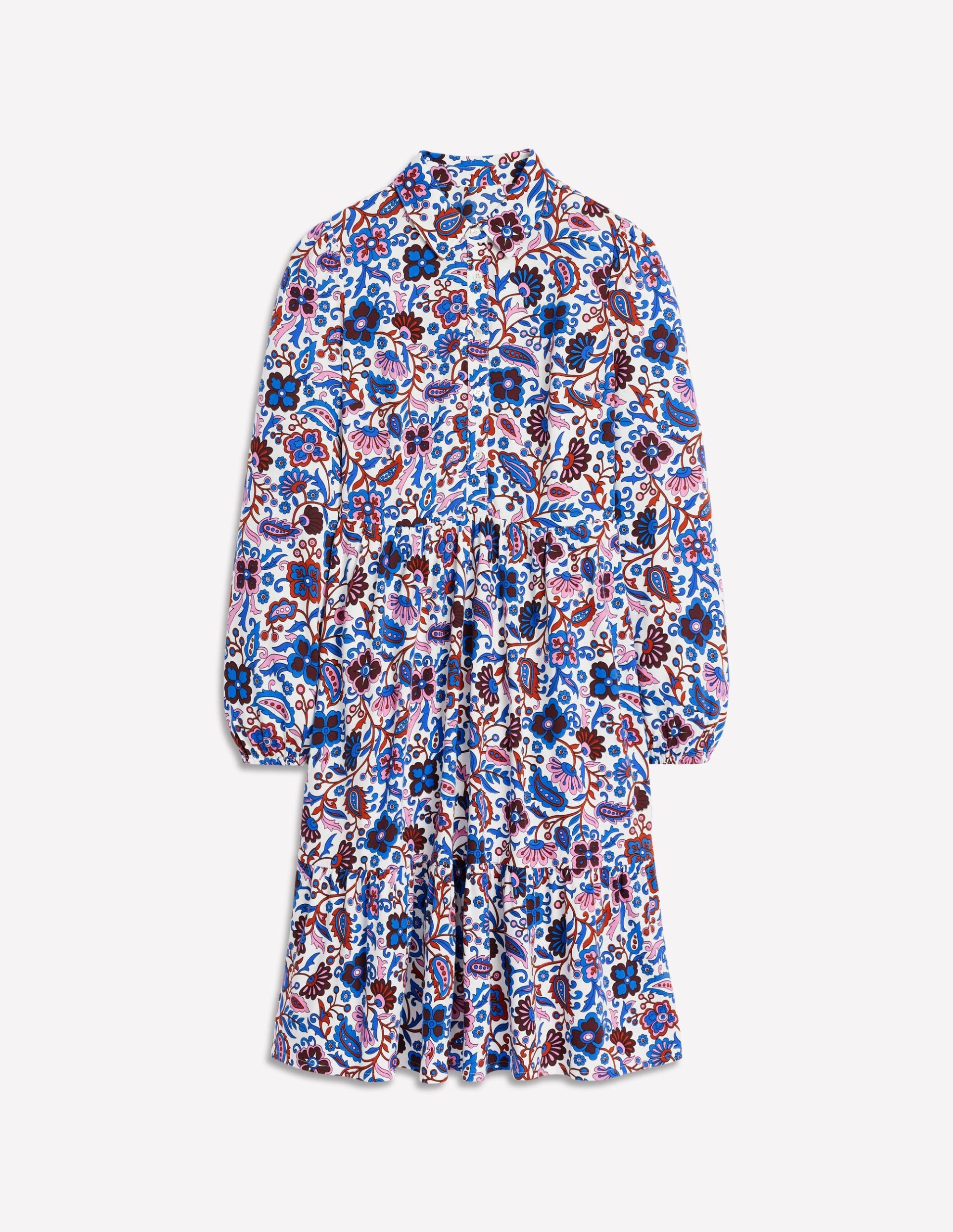 Jemima Tiered Jersey Dress-Ivory. Oriental Paradise - Image 5