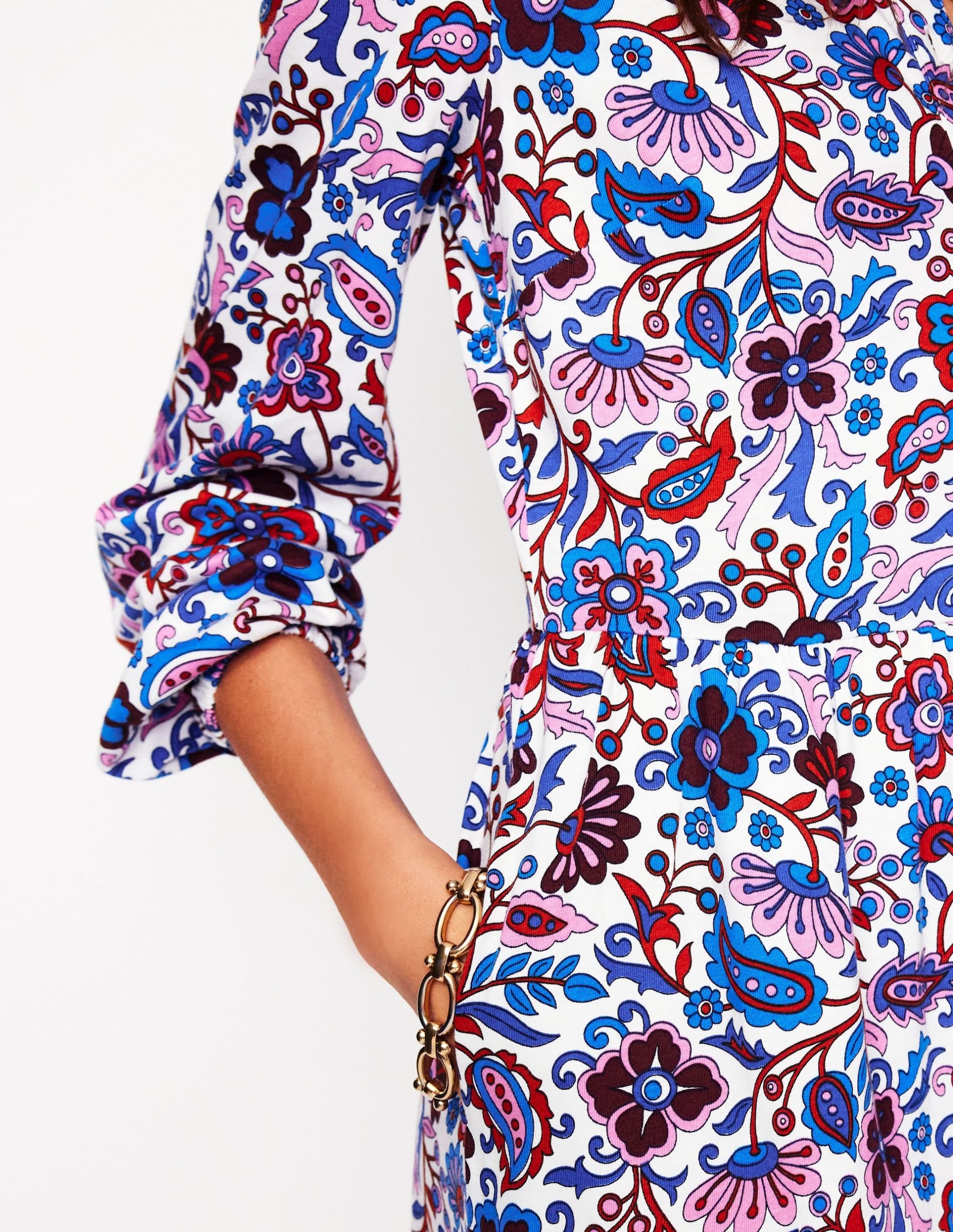 Jemima Tiered Jersey Dress-Ivory. Oriental Paradise - Image 2