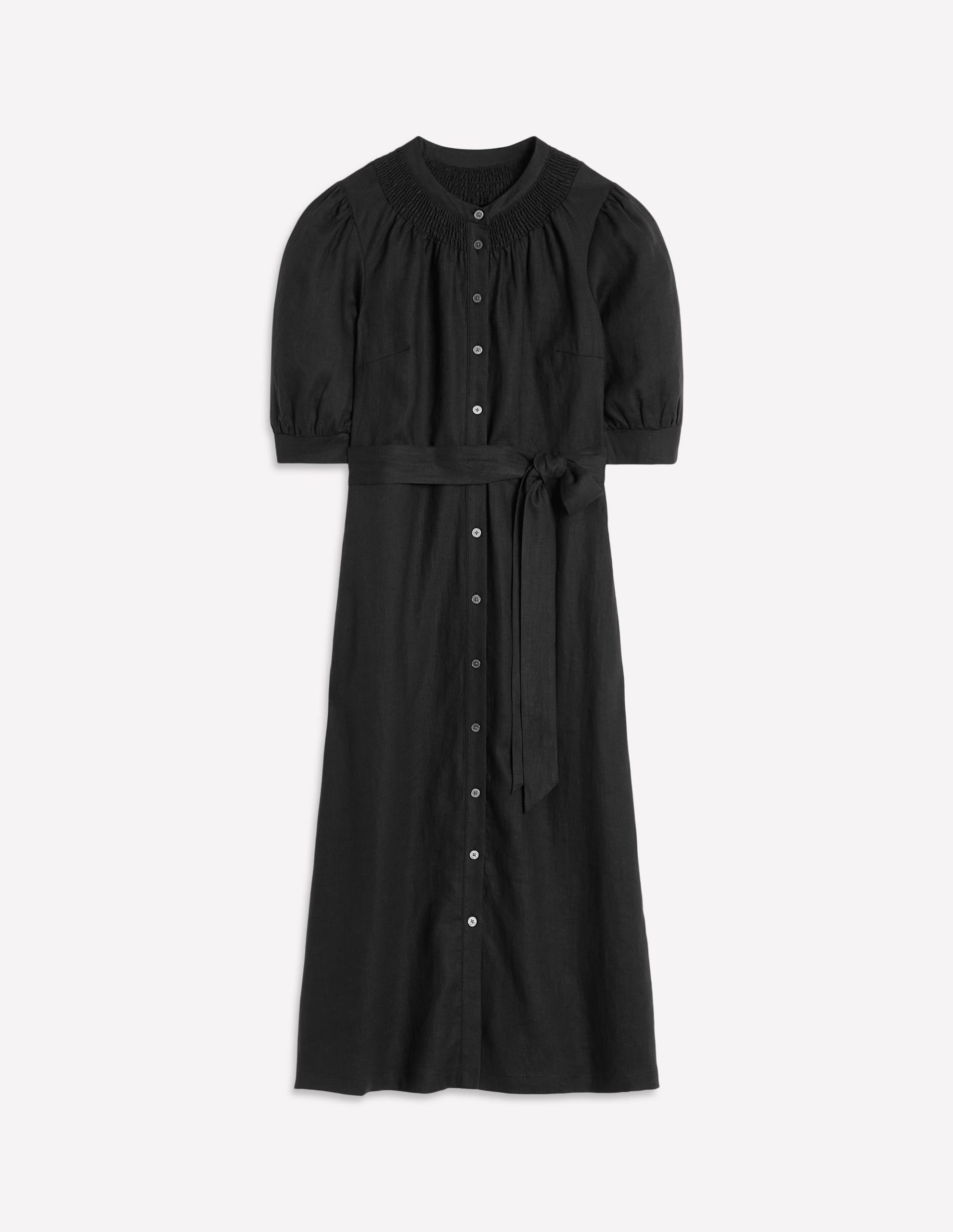 Ada Linen Midi Dress-Black - Image 6