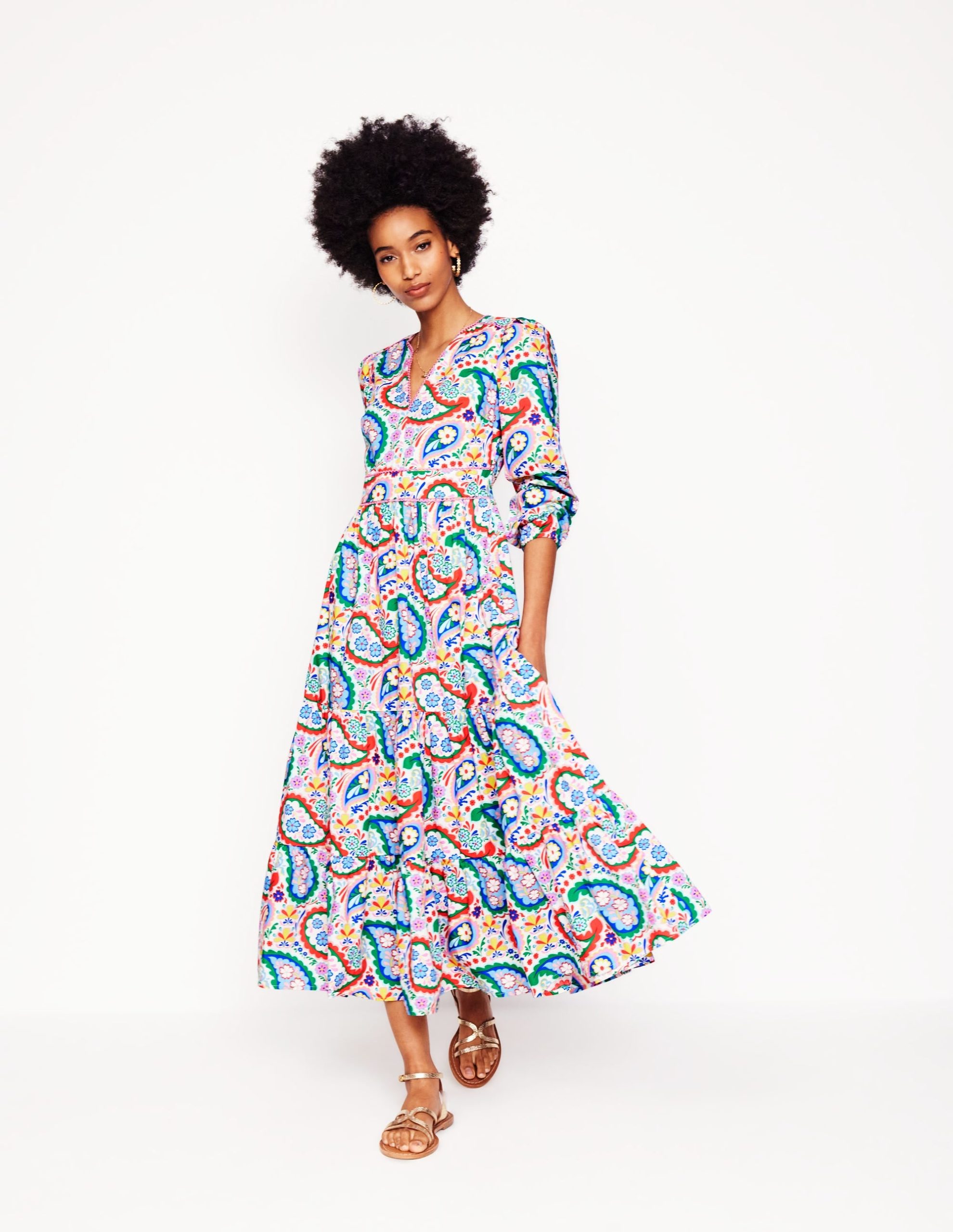 Violet Midi Dress-Multi. Meadow Paisley