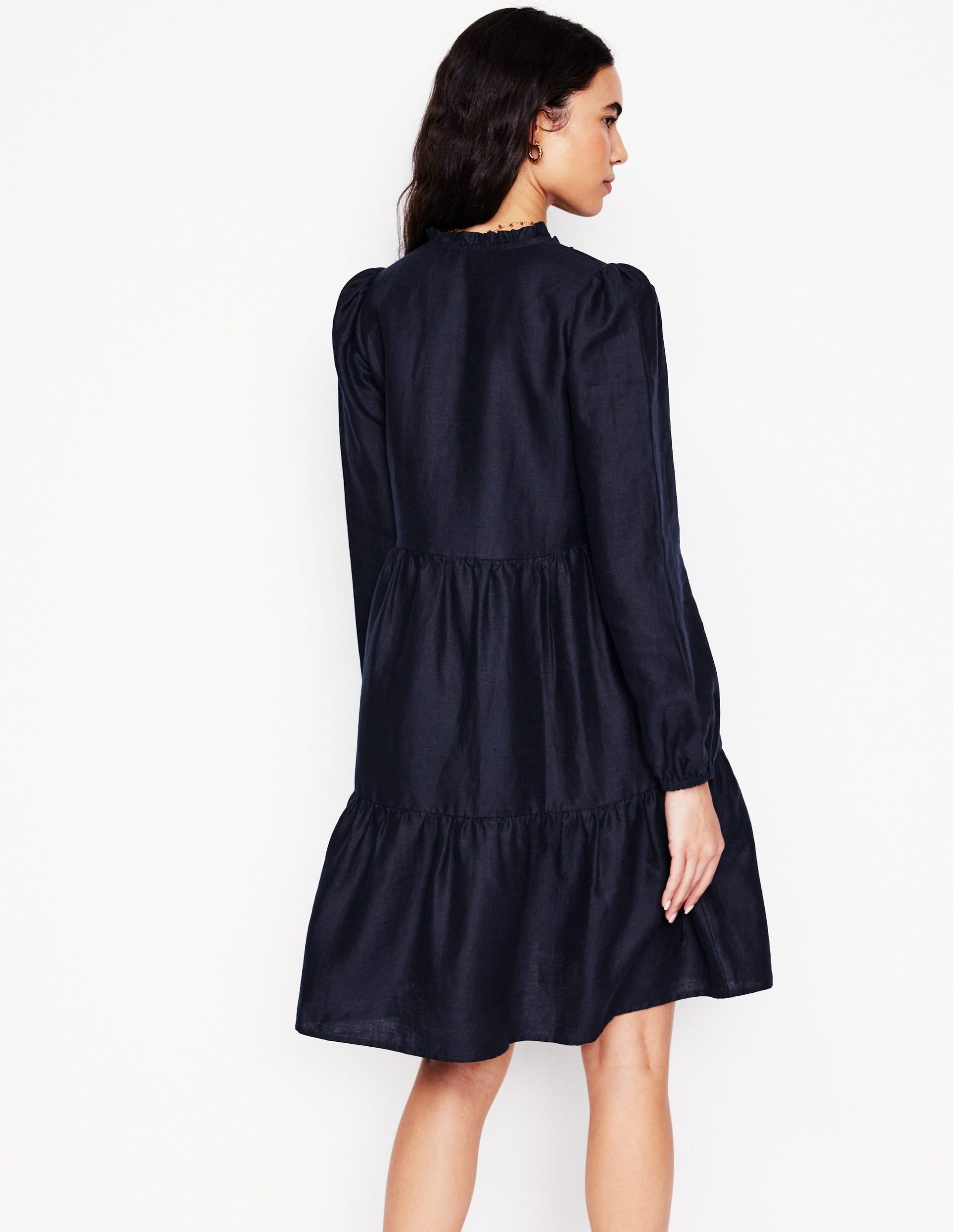 Esme Linen Mini Dress-Navy - Image 3