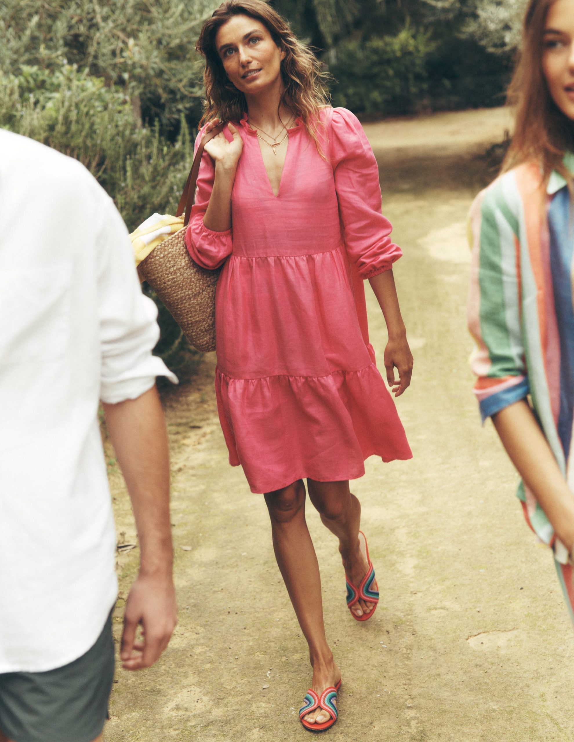 Esme Linen Mini Dress-Pink Peony - Image 2