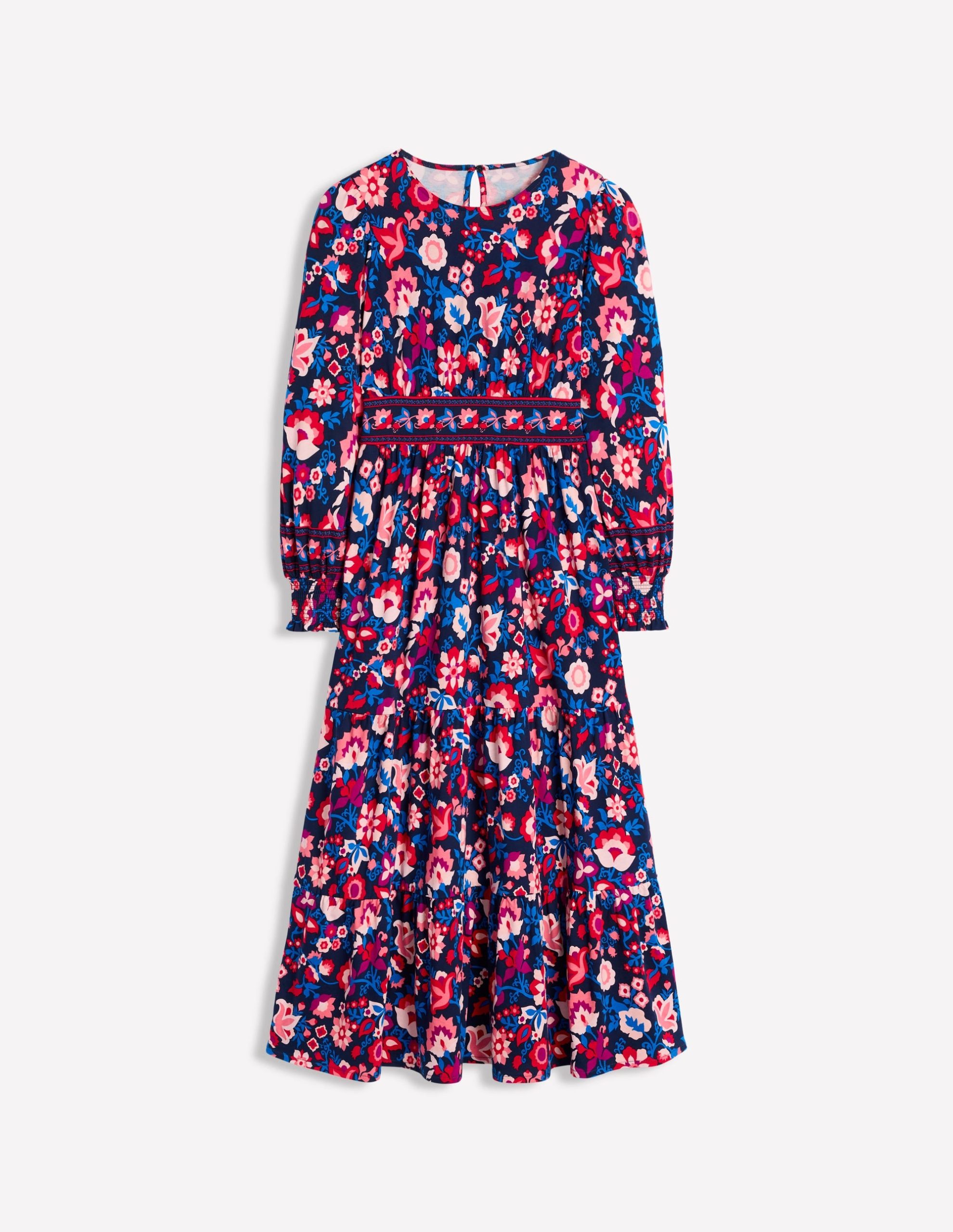 Tabitha Tiered Jersey Dress-College Navy. Garden Vine - Image 6