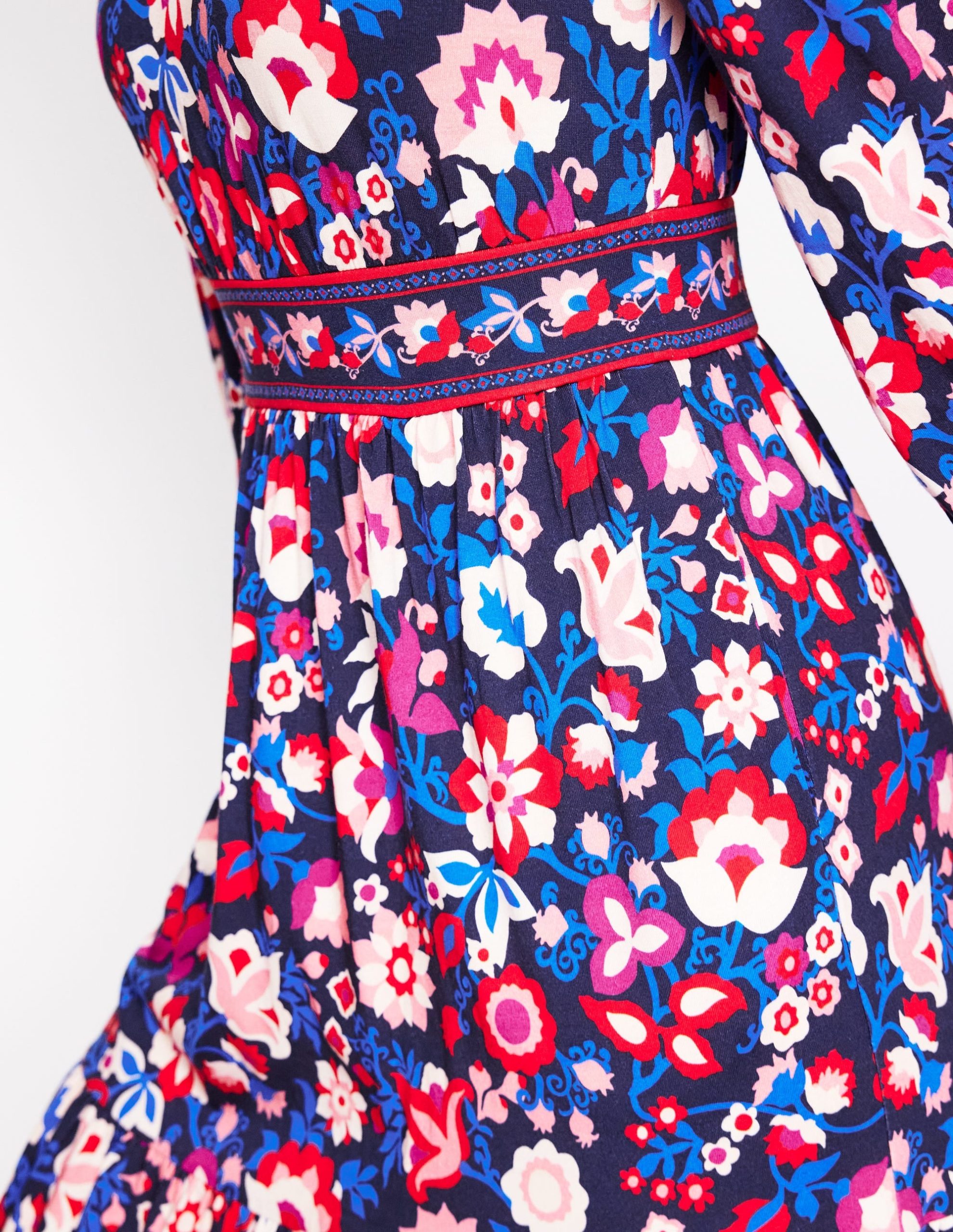 Tabitha Tiered Jersey Dress-College Navy. Garden Vine - Image 3